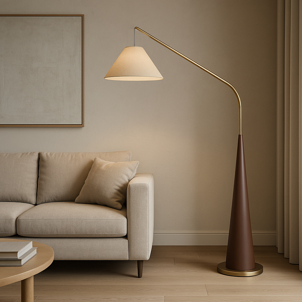 Charle's Wooden Arc Floor Lamp