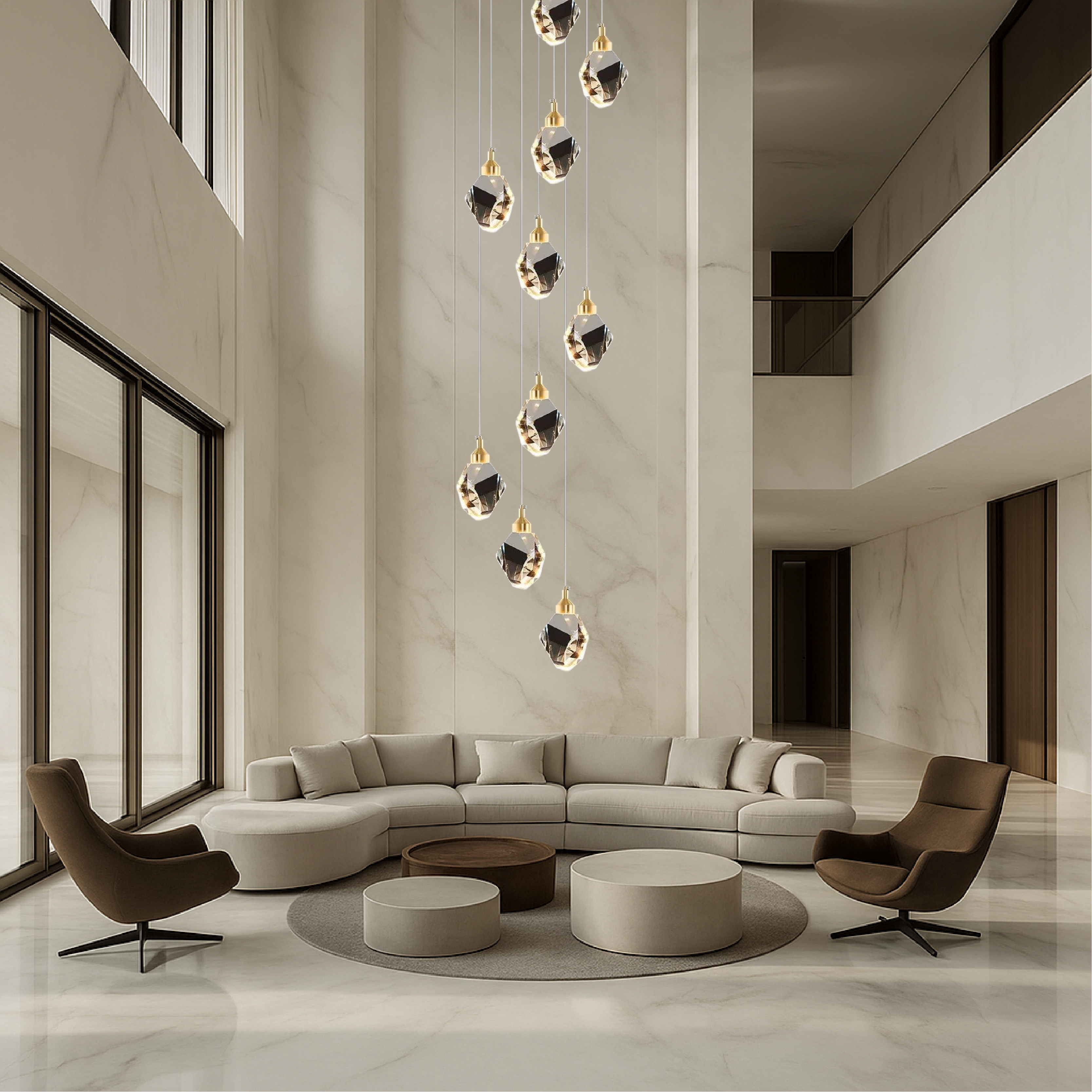 Crystal 10 Heads Staircase Chandelier