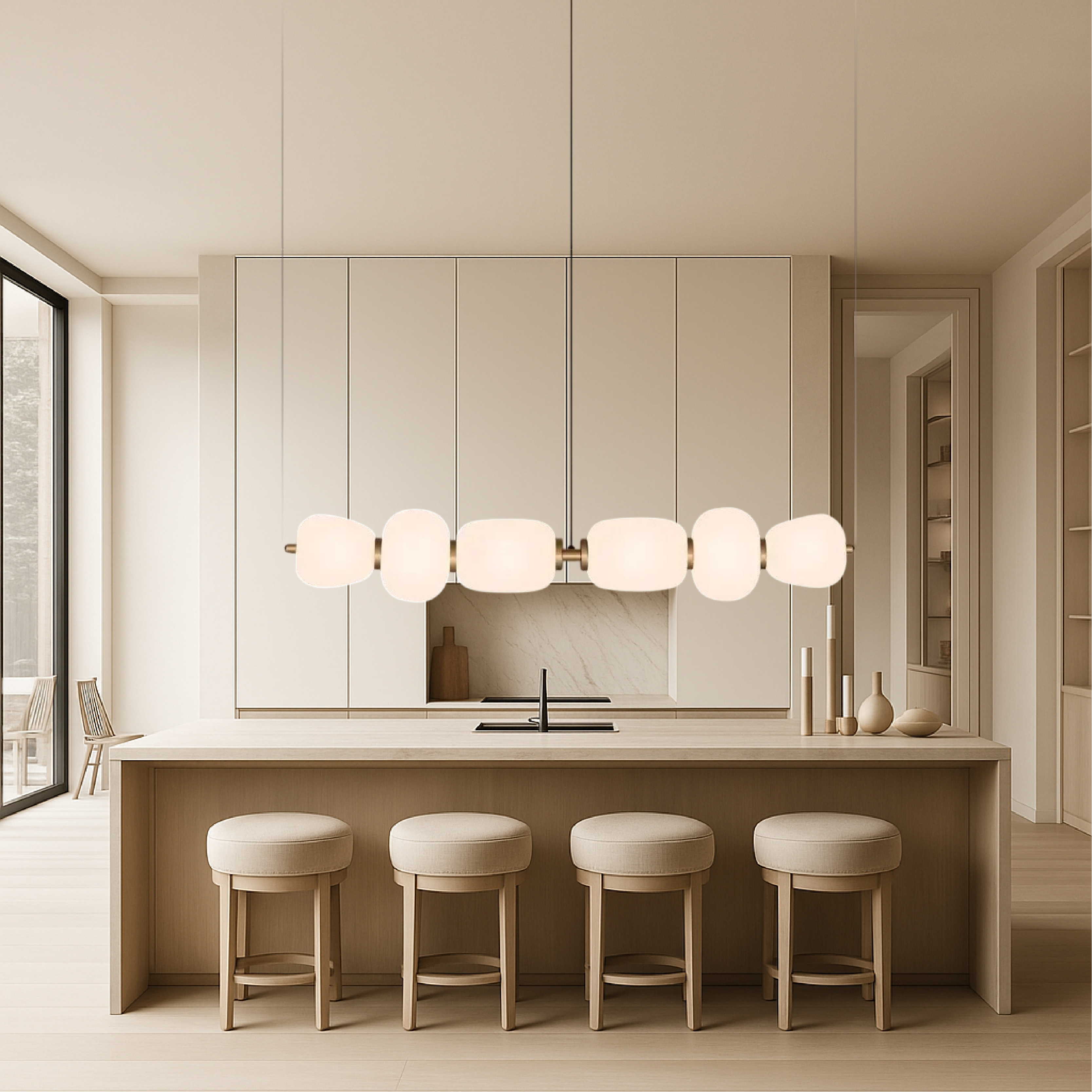 White Glass Bar Pendant Light