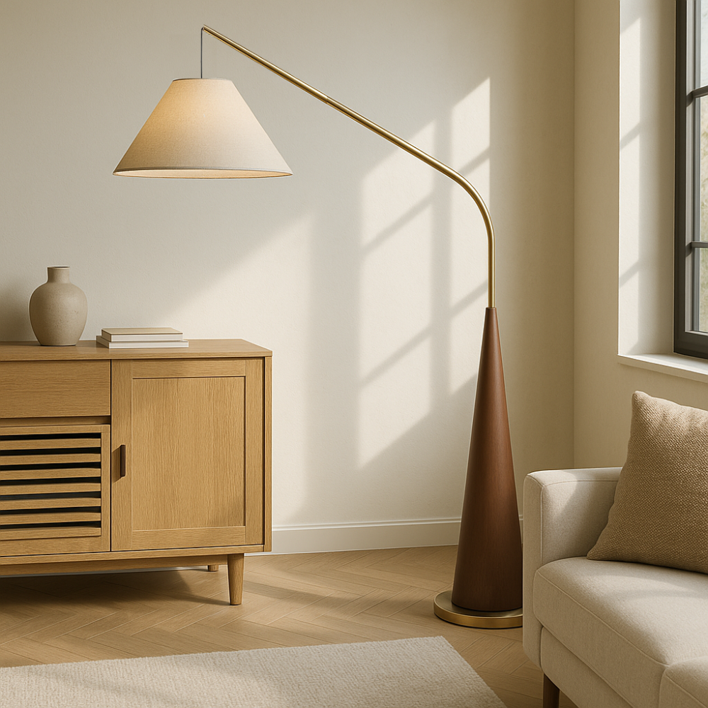Charle's Wooden Arc Floor Lamp