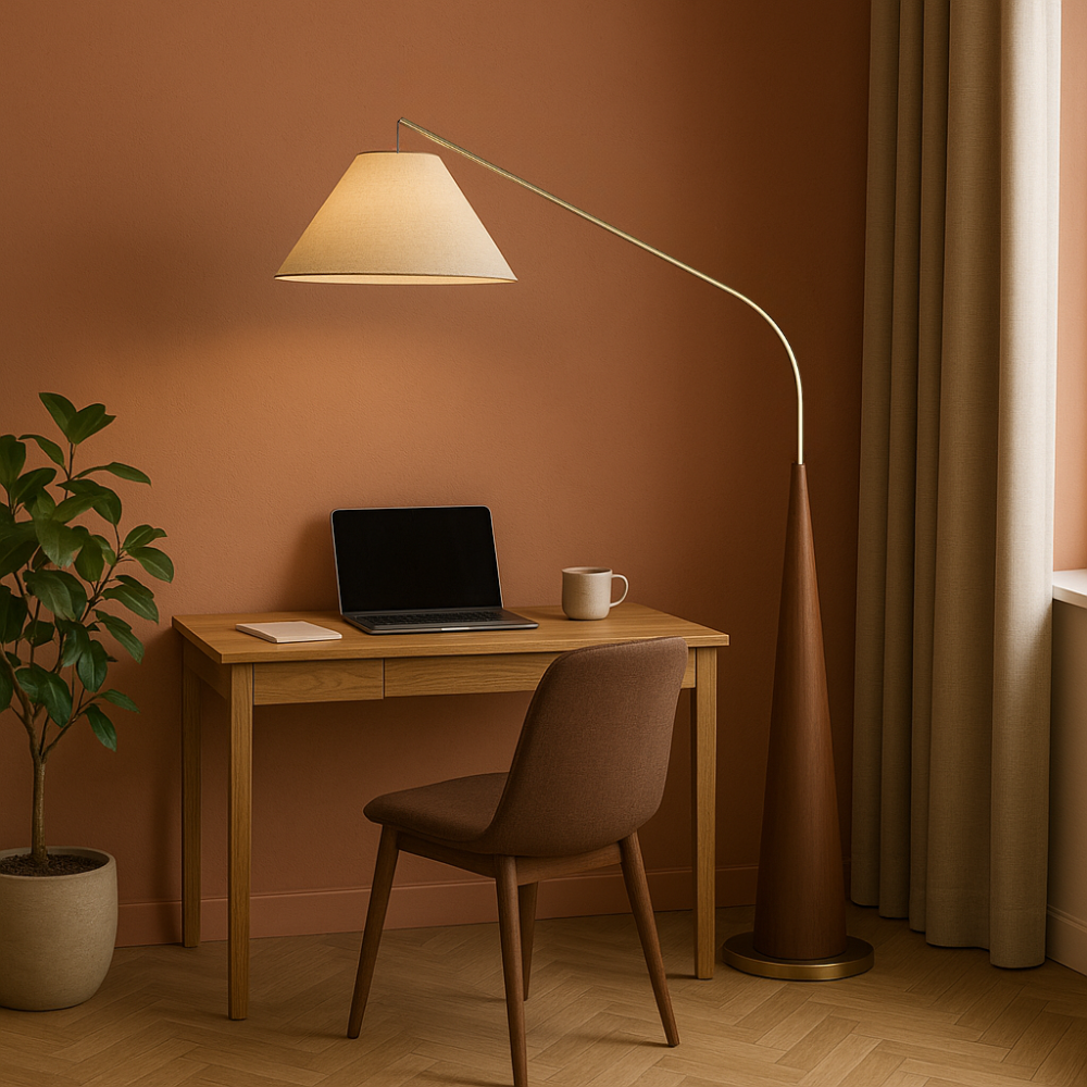 Charle's Wooden Arc Floor Lamp