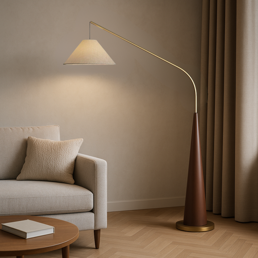 Charle's Wooden Arc Floor Lamp