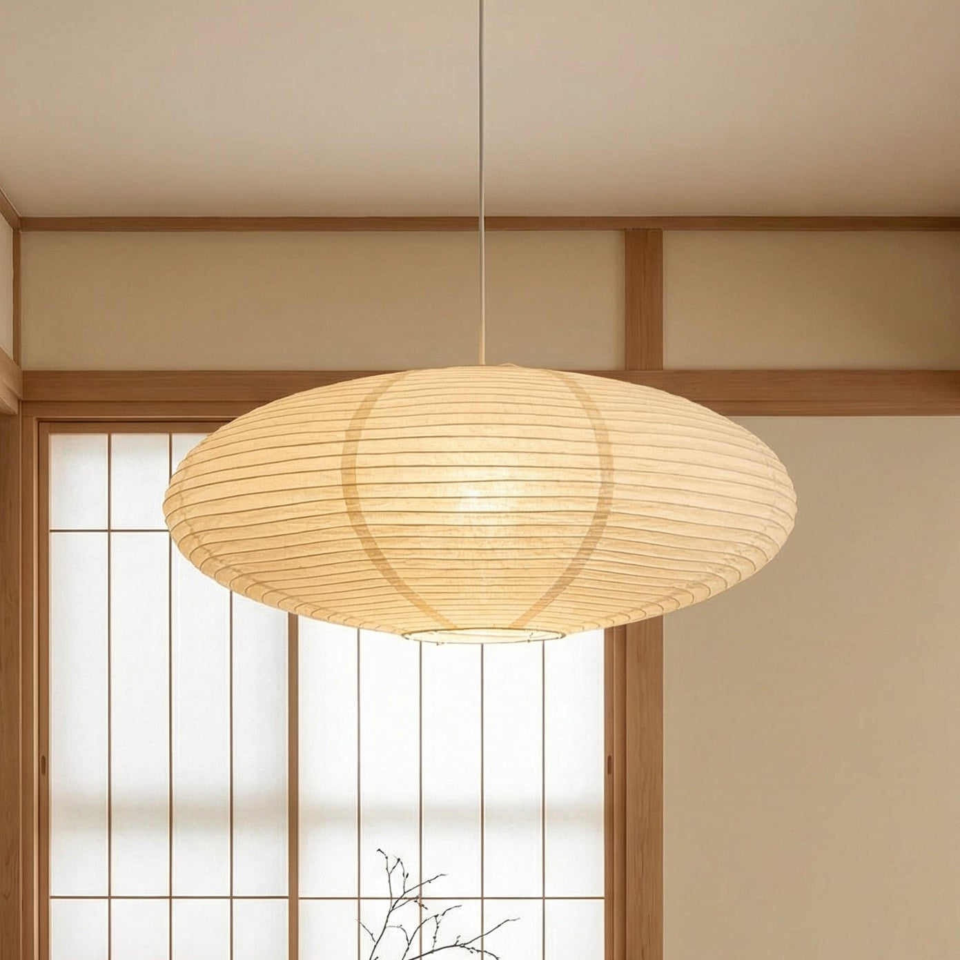 Lampe suspendue en papier de Wabi