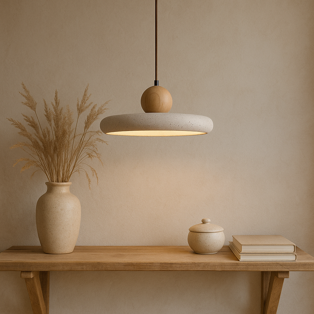 Travertine Wood Pendant Light