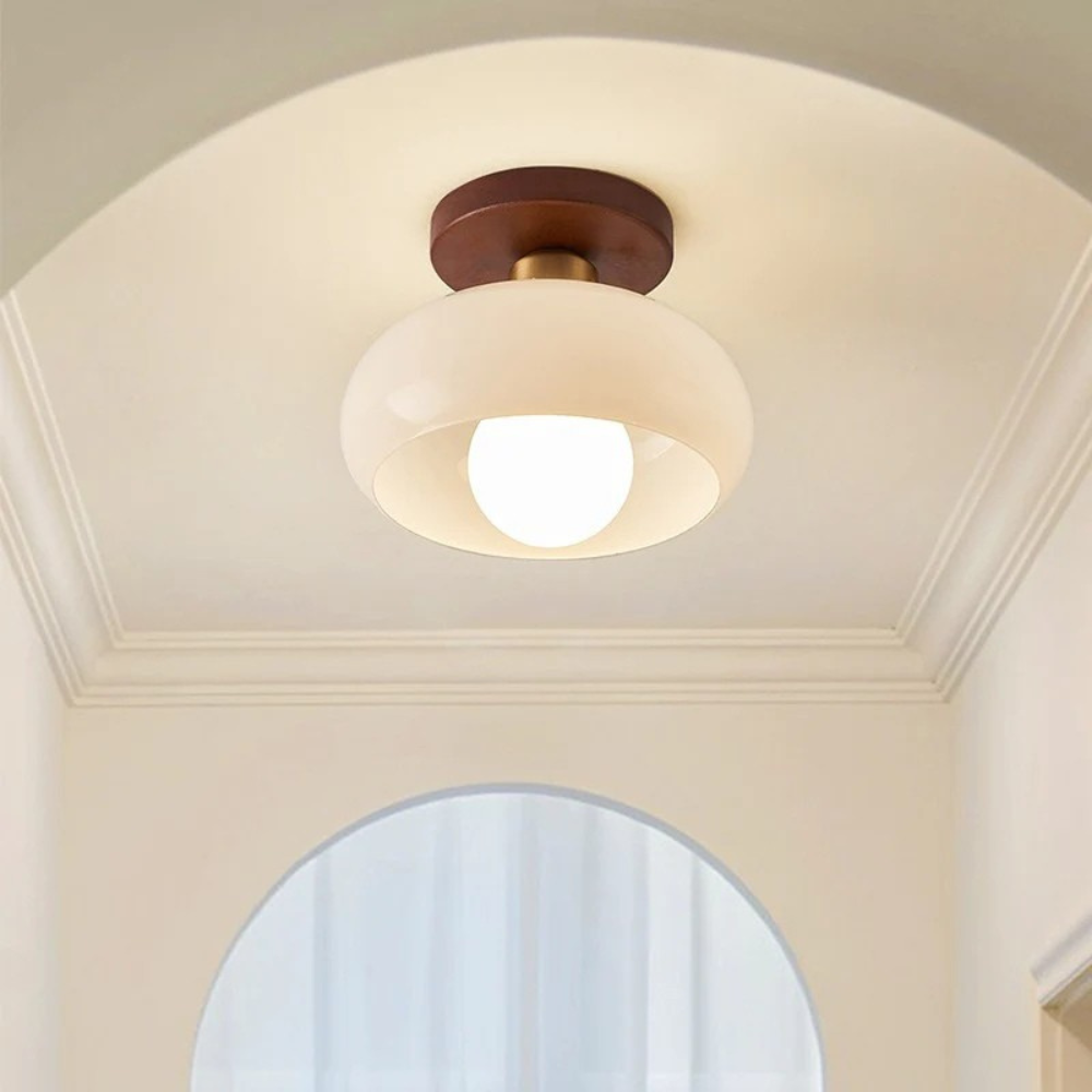 Franse Bauhaus creme plafondlamp