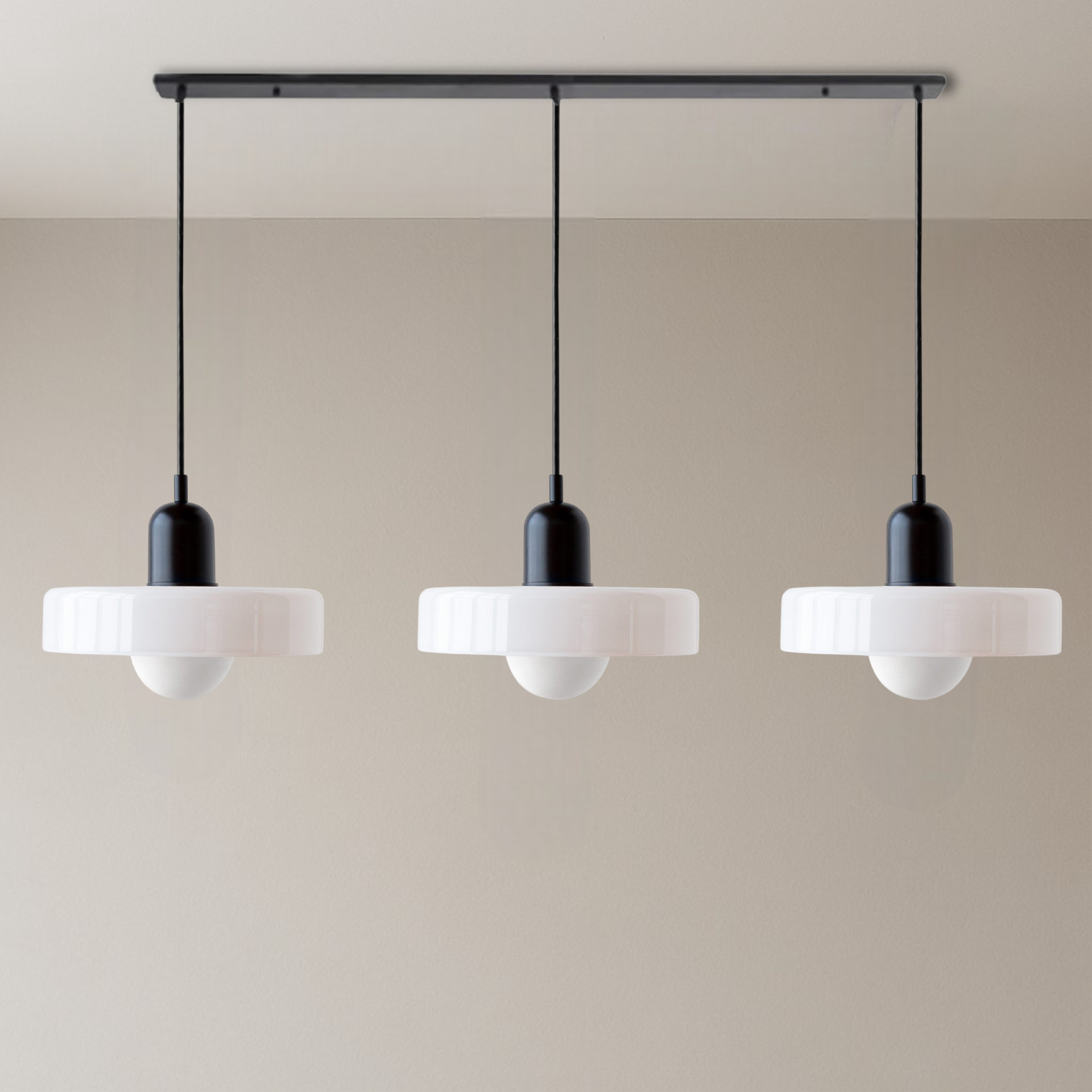 3-Head Bauhaus Colored Glass Pendant Light