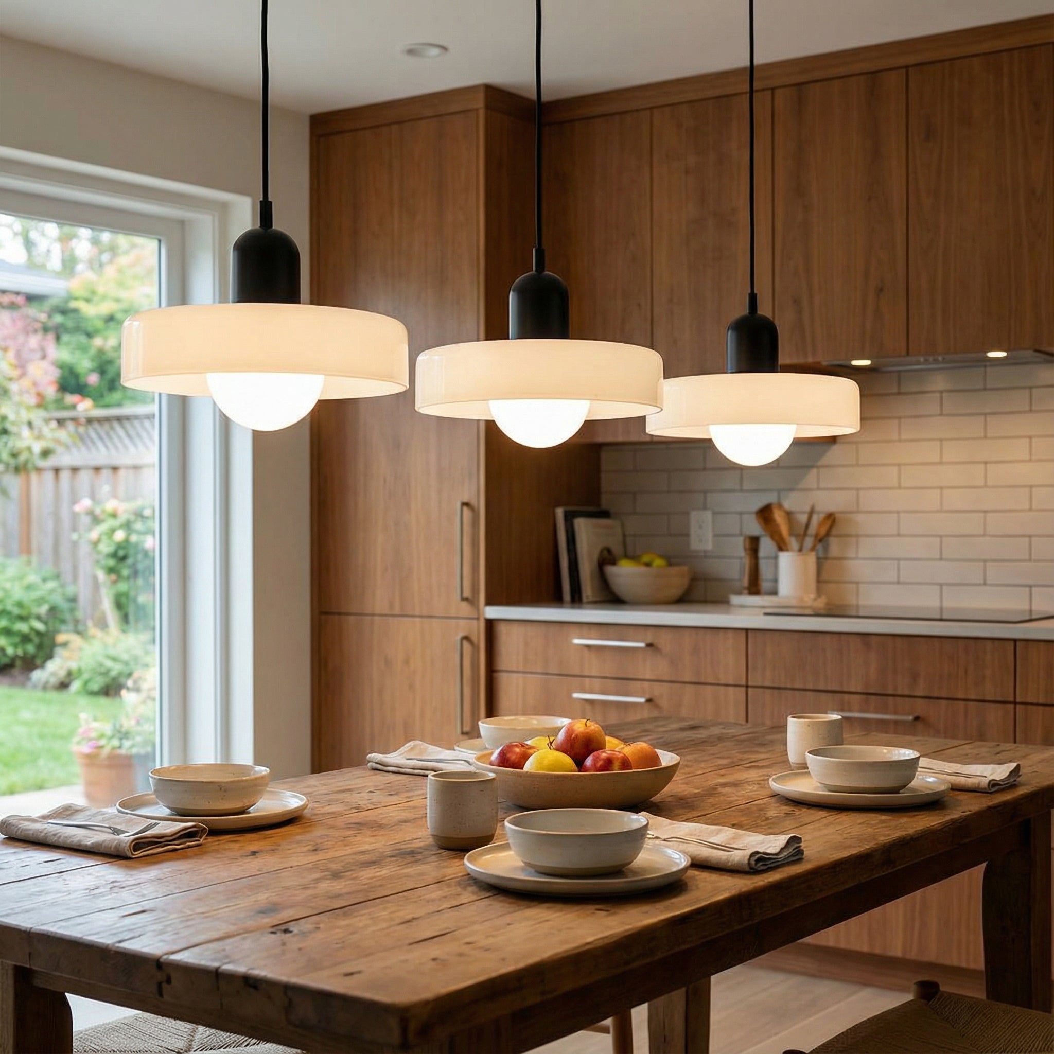 3-Head Bauhaus Colored Glass Pendant Light