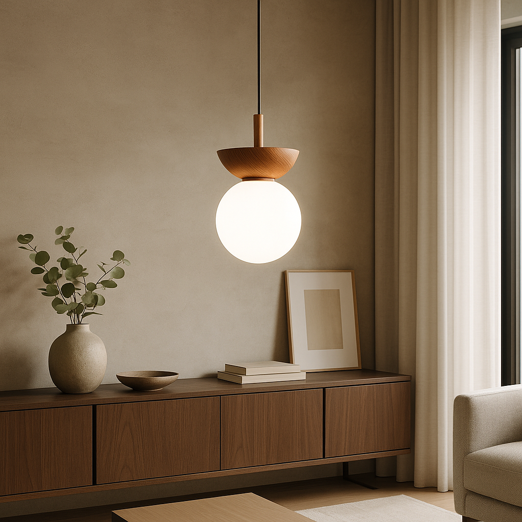 Japandi Wooden Pendant Light