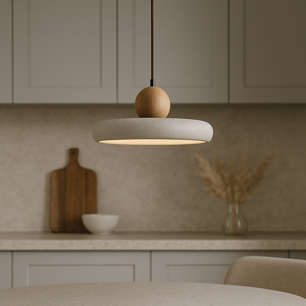 Travertine Wood Pendant Light