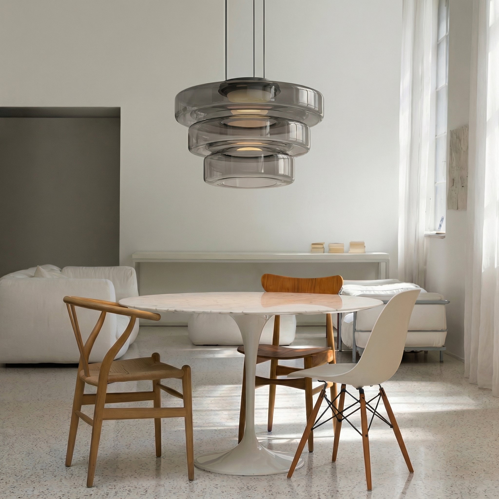 Lámpara colgante danesa de cristal Bauhaus