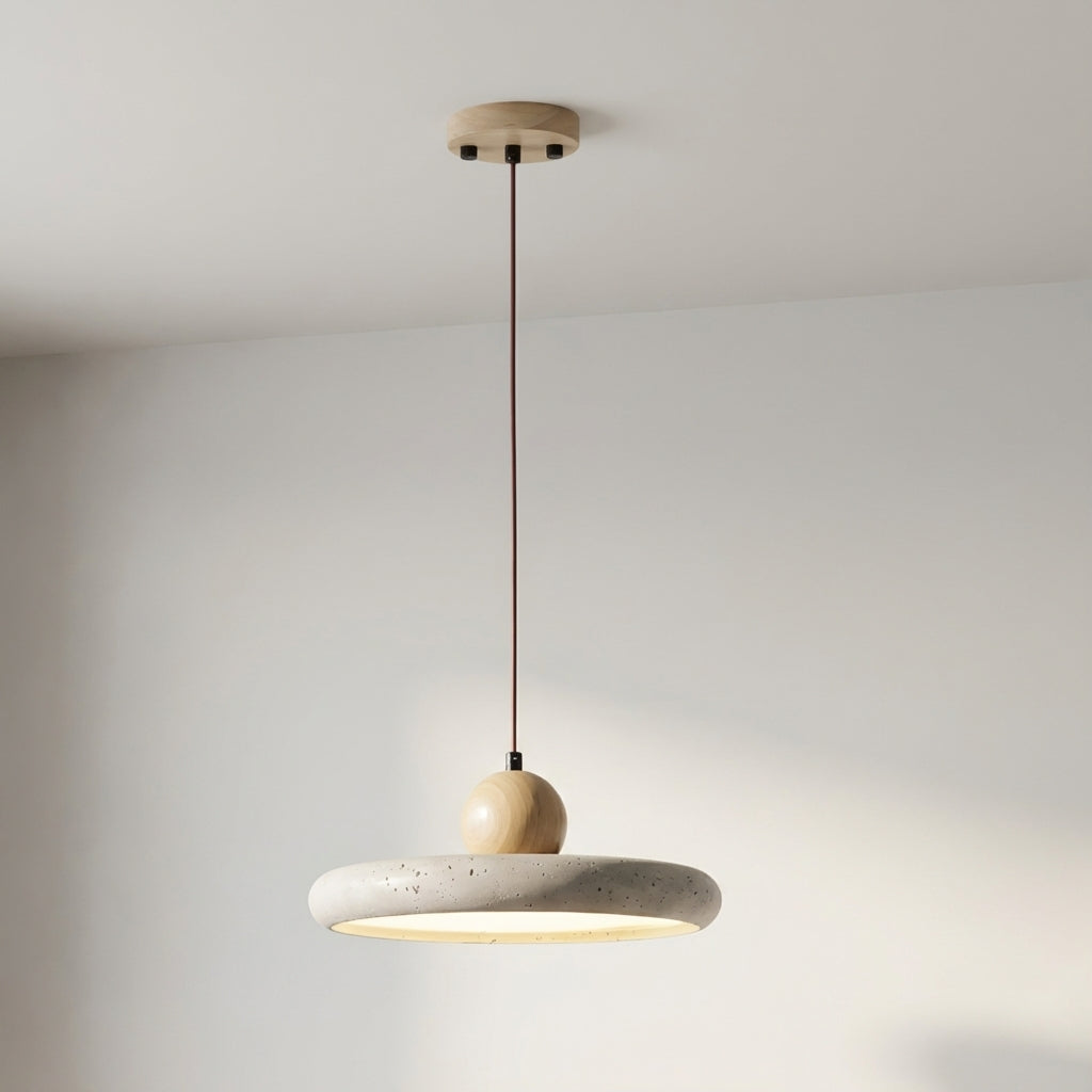 Lámpara colgante de madera de travertino