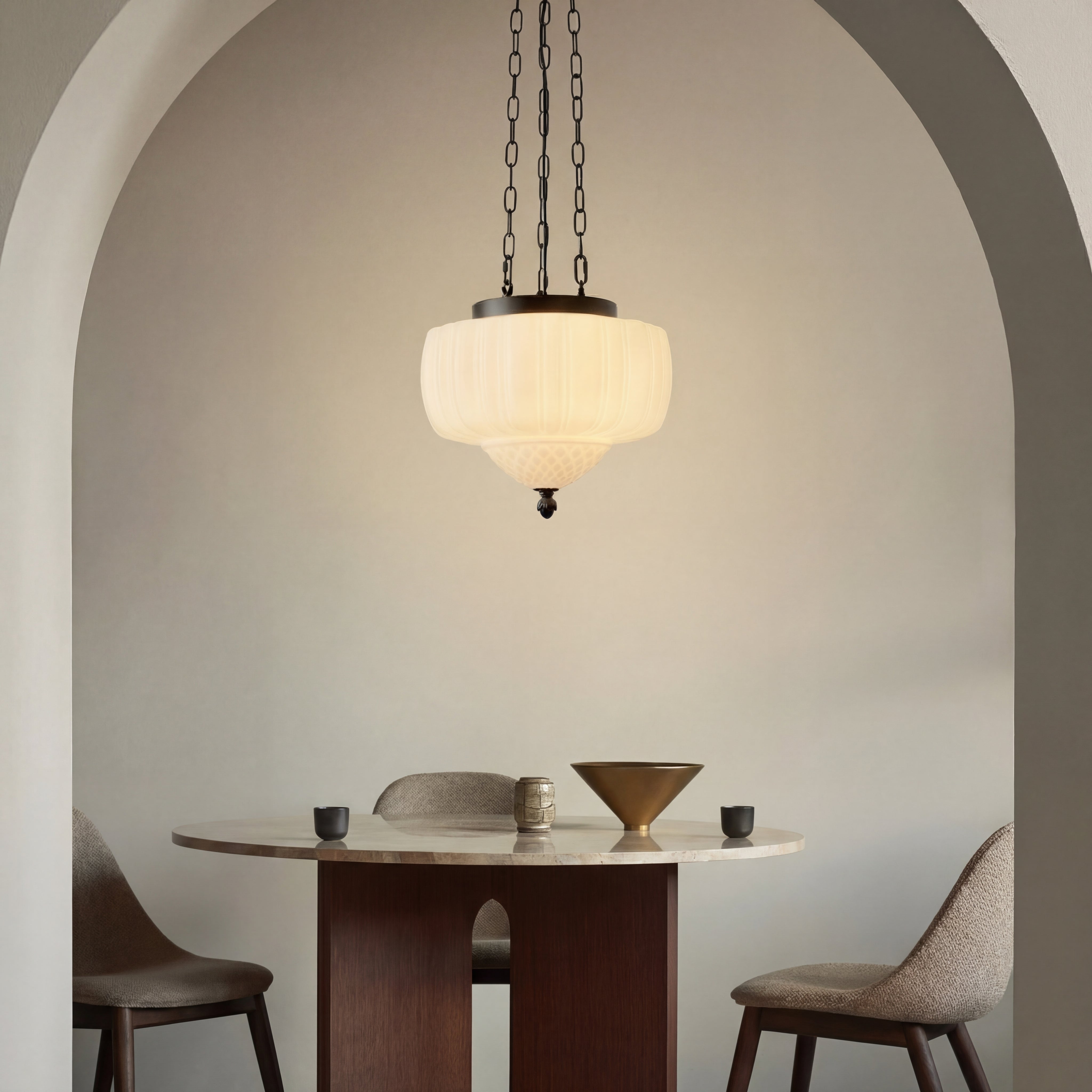 Lámpara colgante vintage de color blanco lechoso