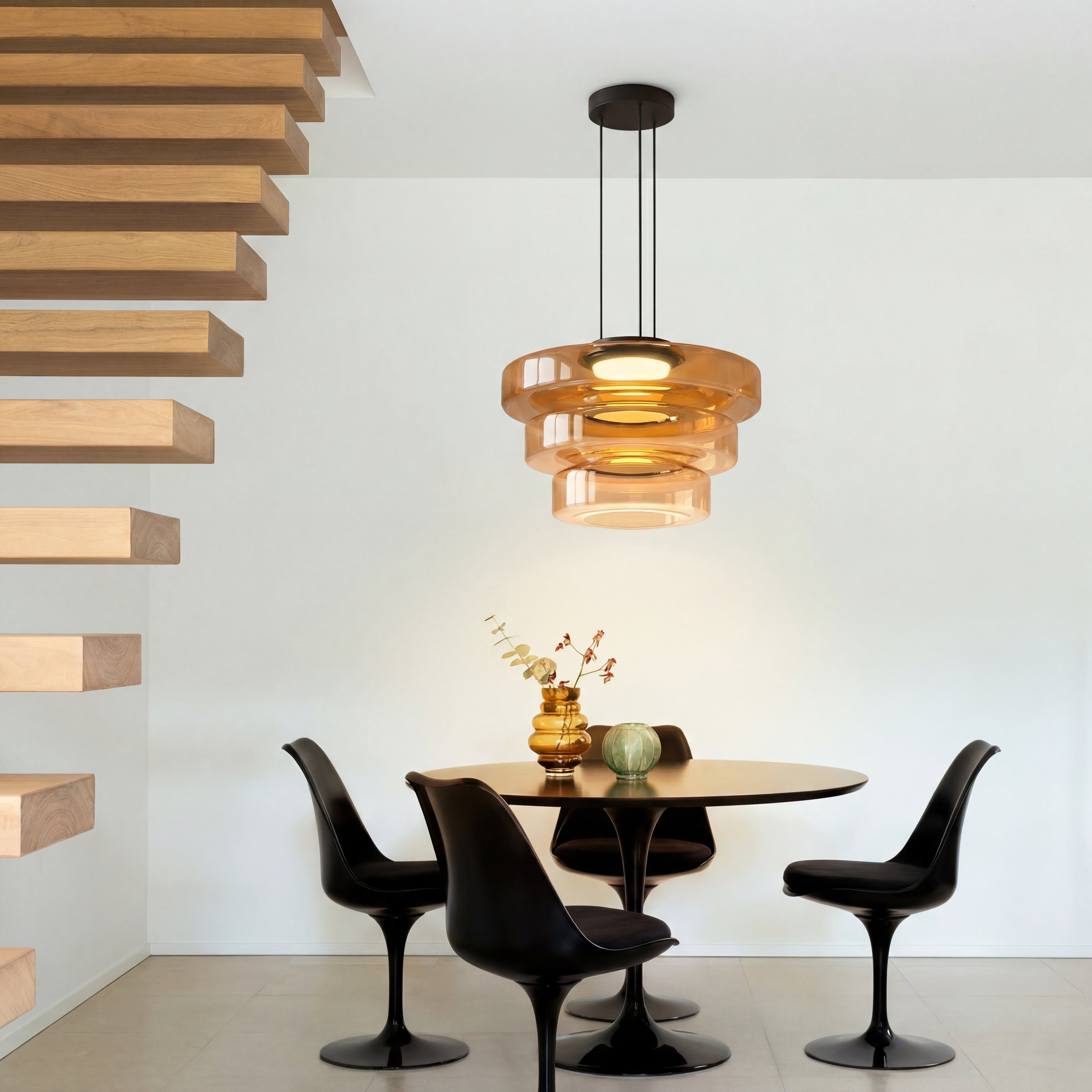 Lámpara colgante danesa de cristal Bauhaus