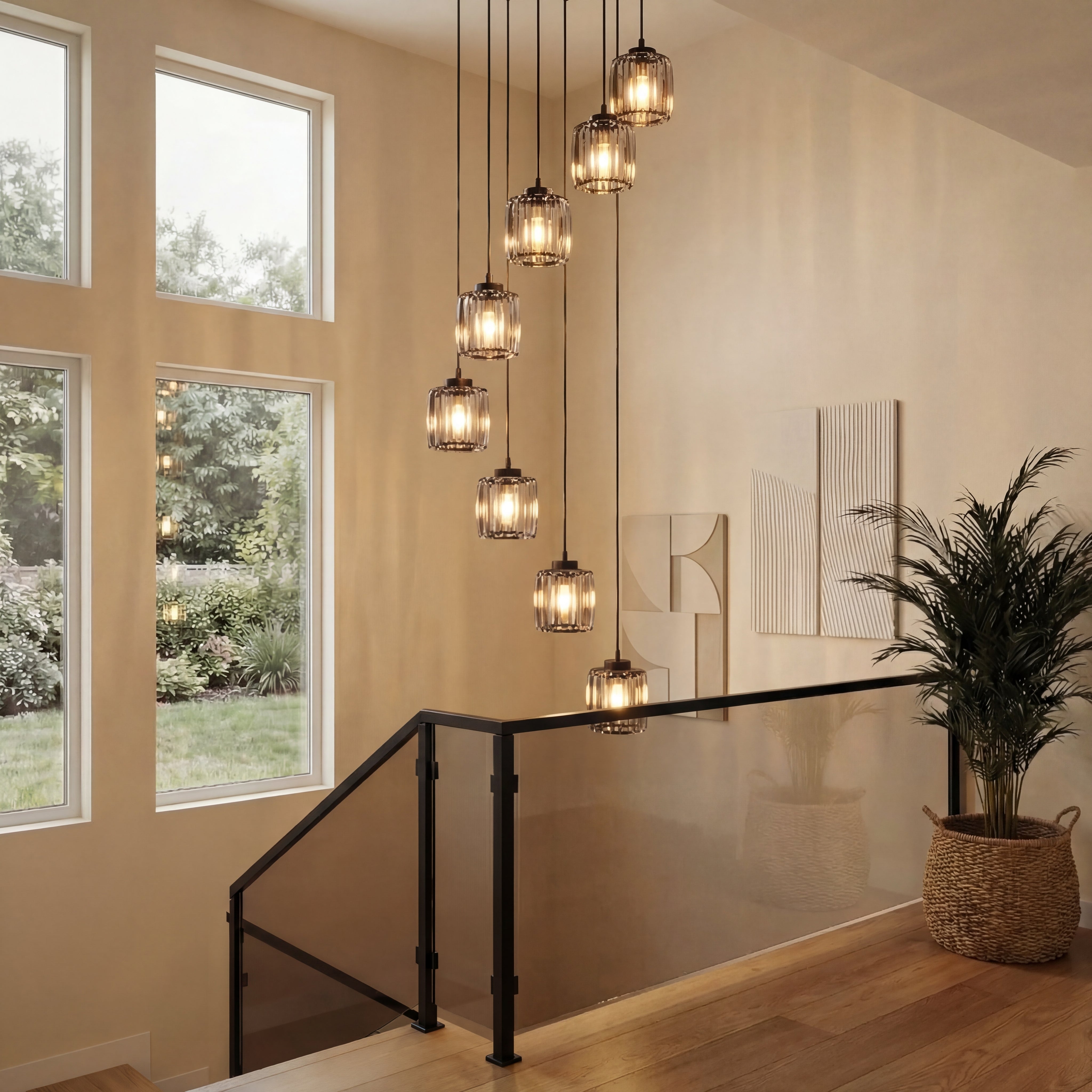 Lámpara de escalera de cristal Ida