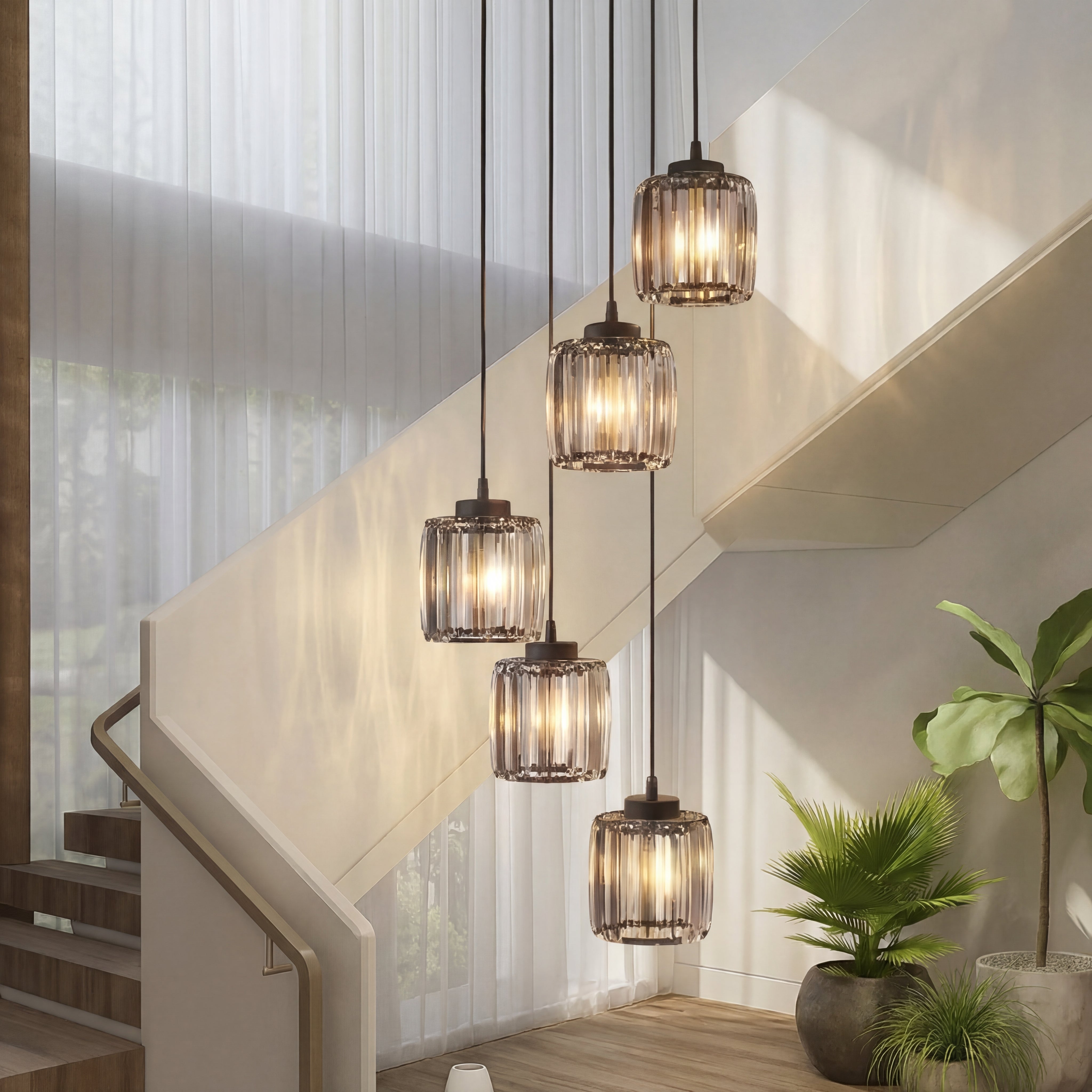 Lámpara de escalera de cristal Ida