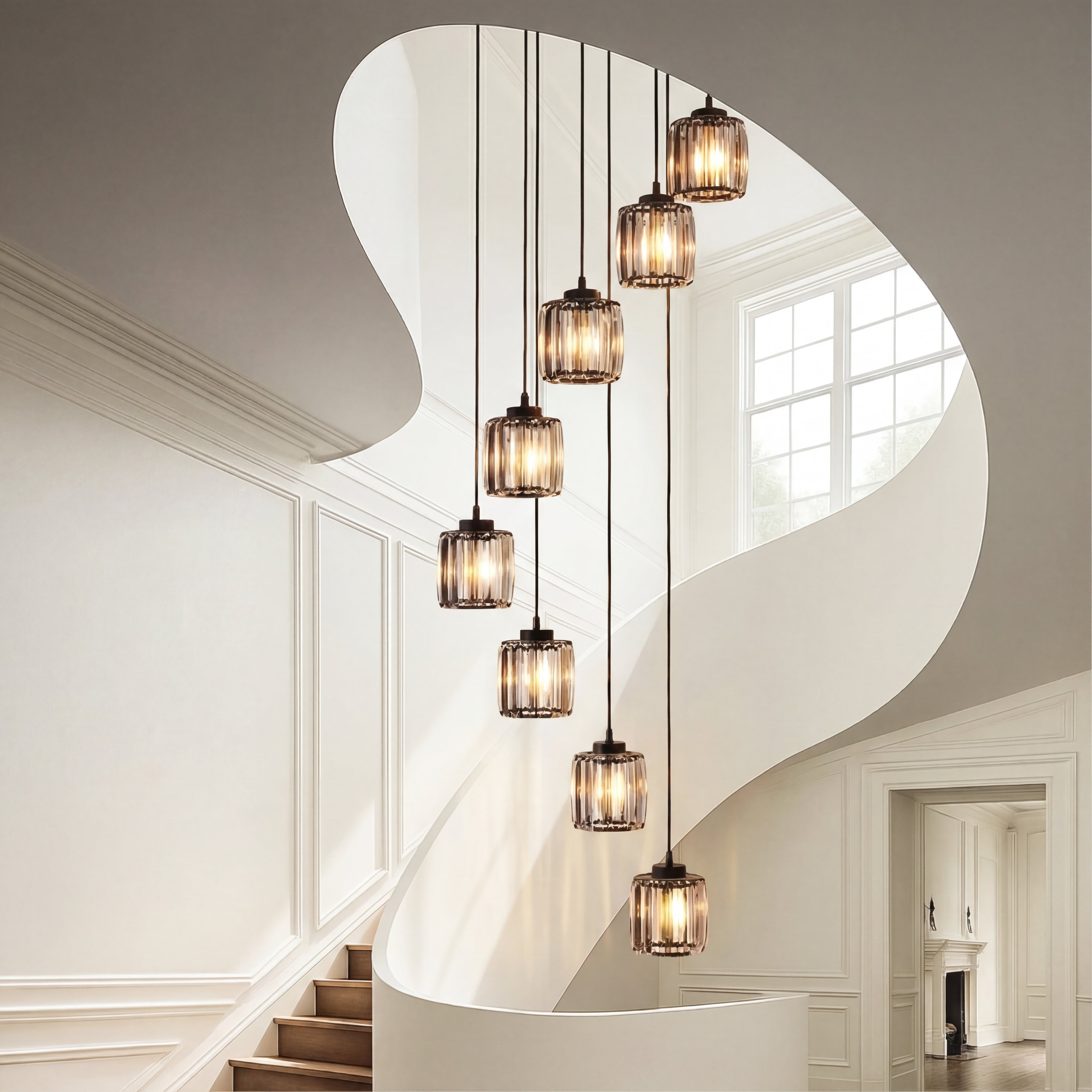 Lámpara de escalera de cristal Ida