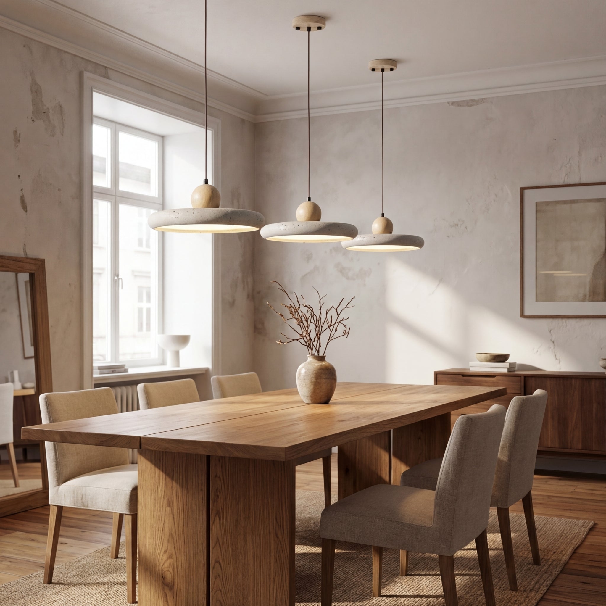 Lámpara colgante de madera de travertino