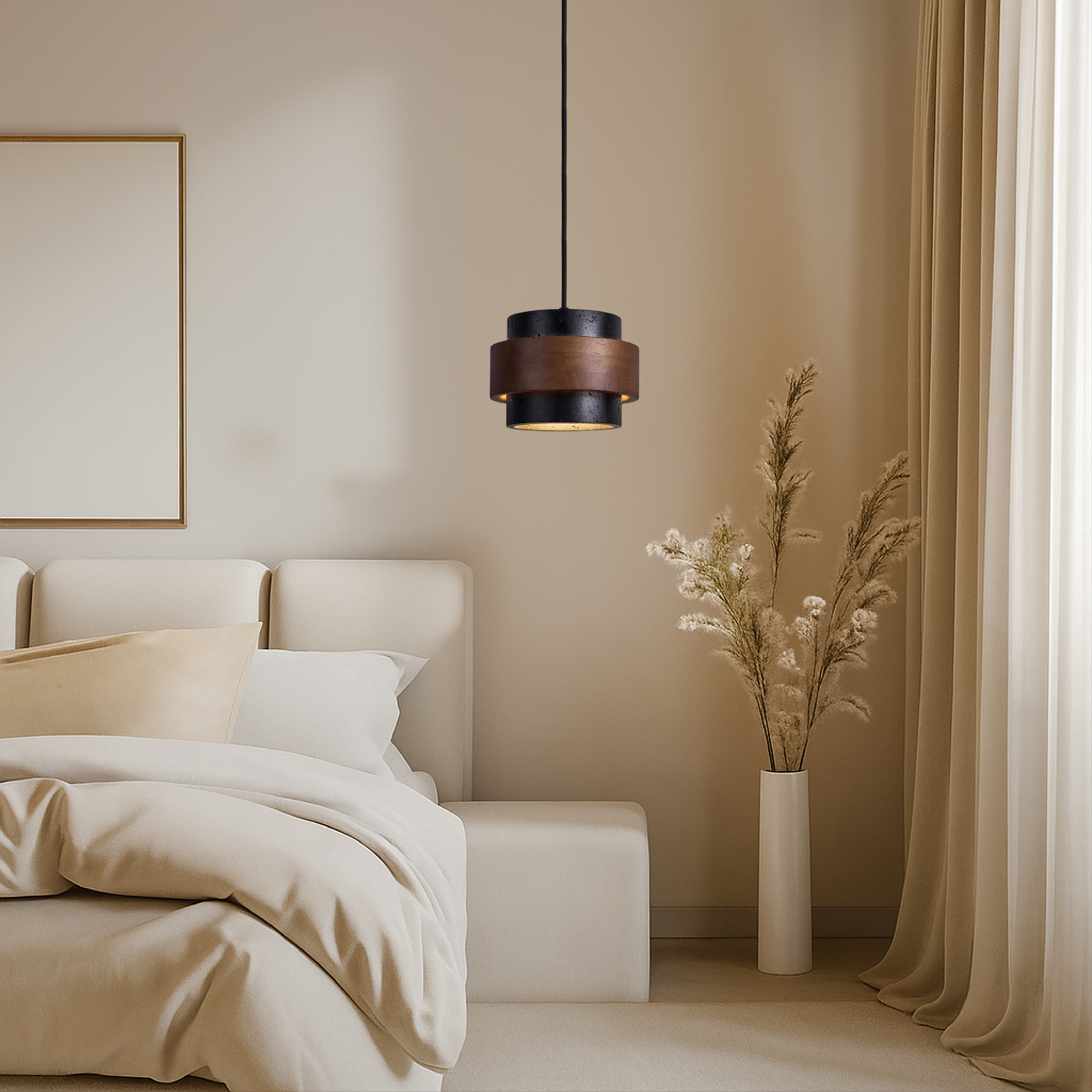 Black Travertine Pendant Light