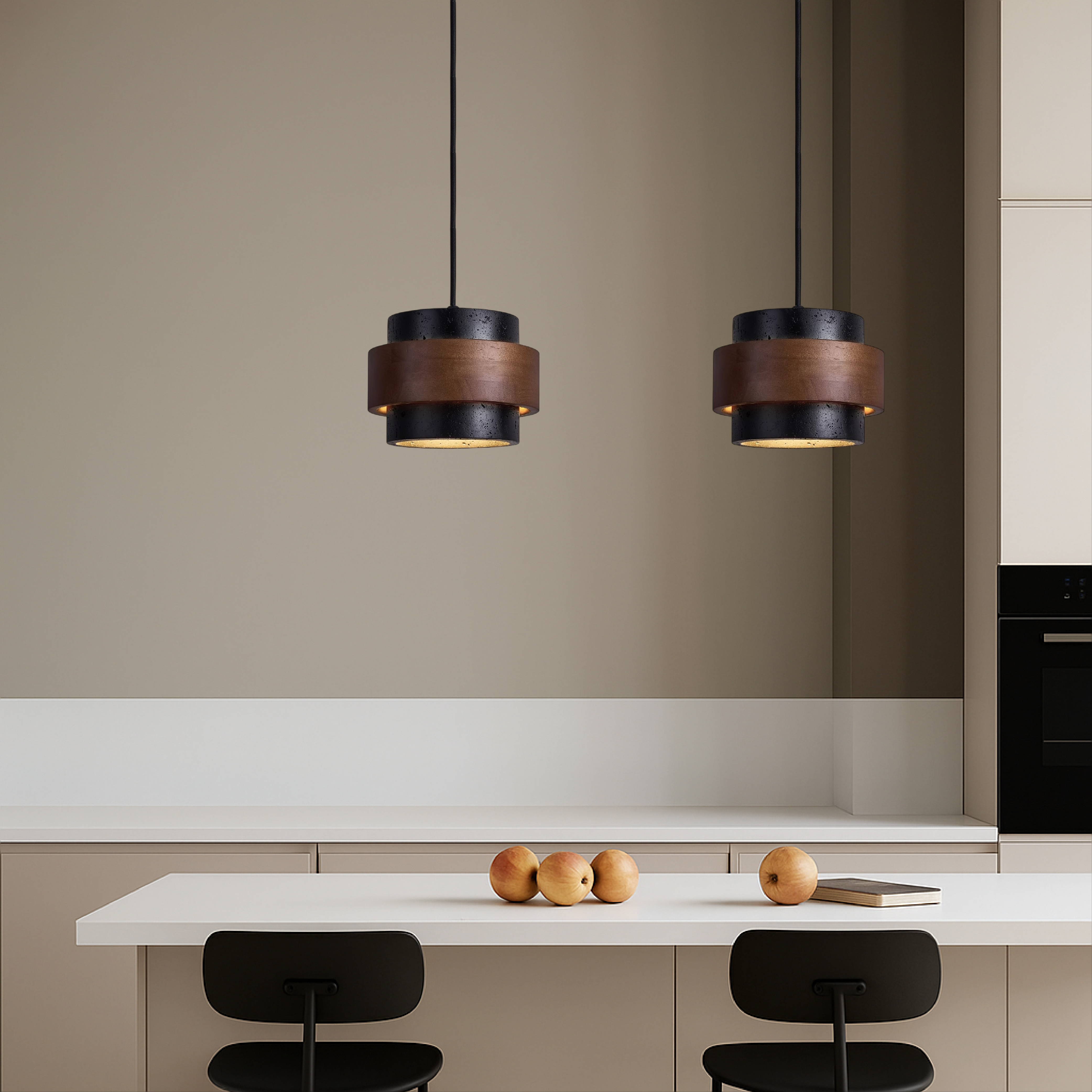 Black Travertine Pendant Light