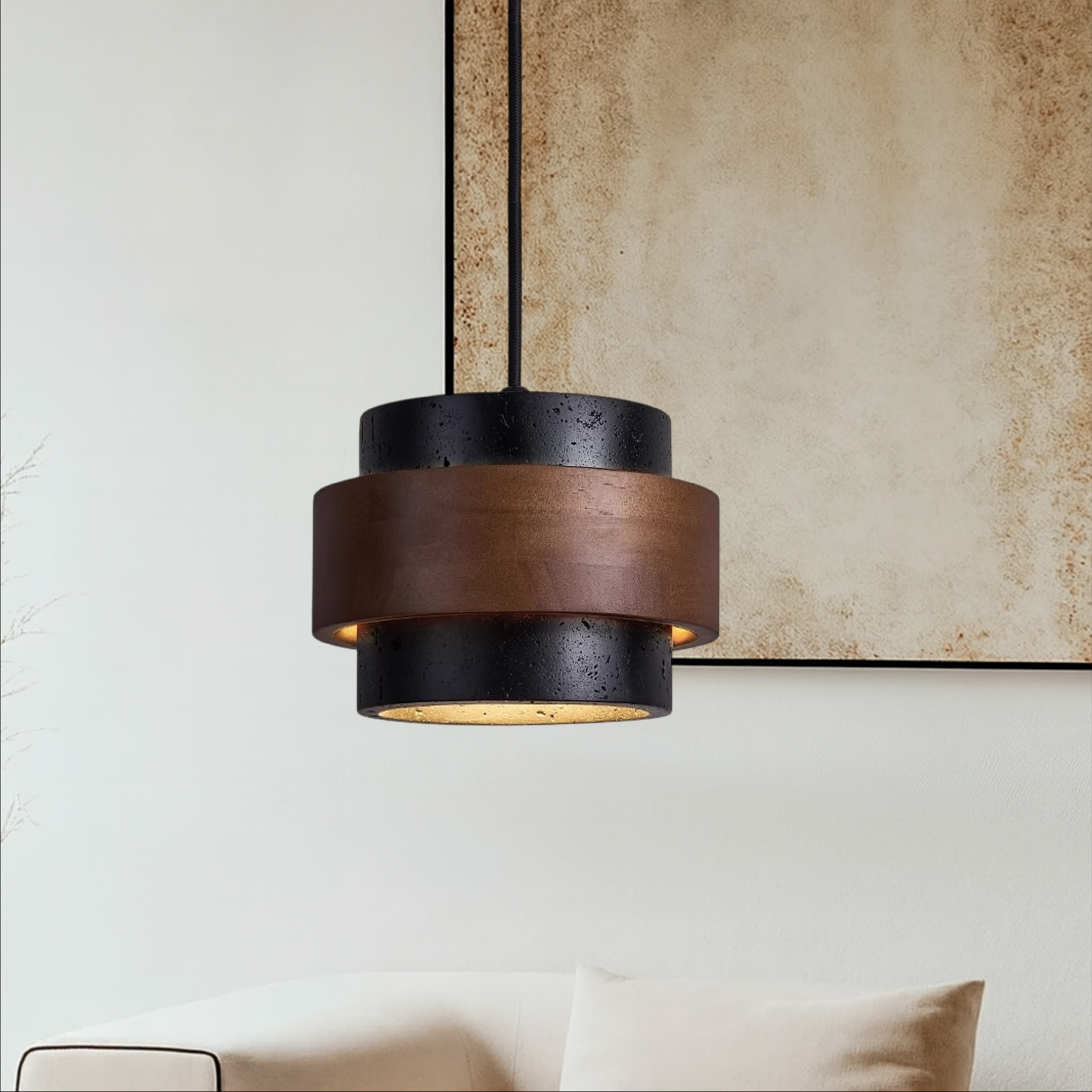 Black Travertine Pendant Light
