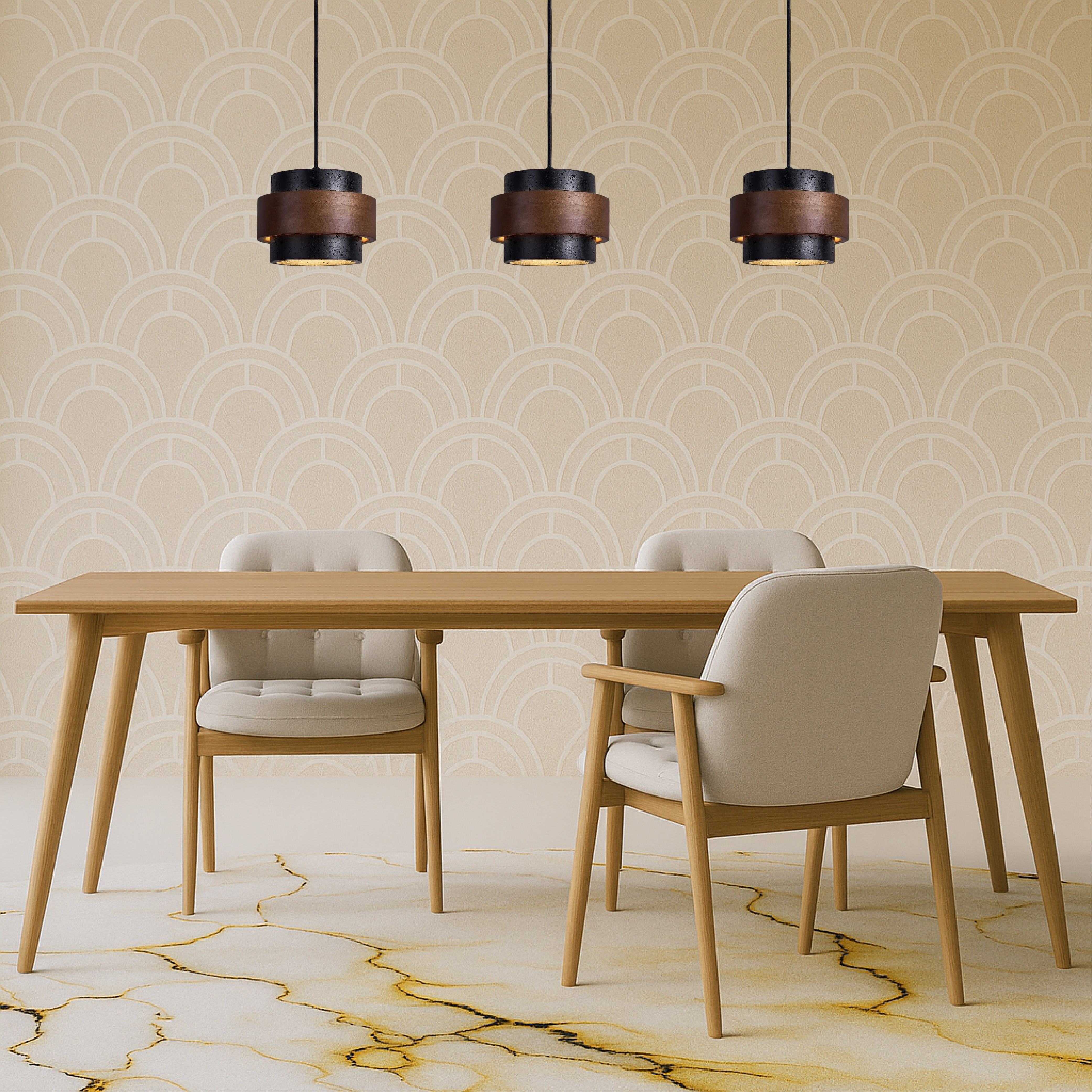 Black Travertine Pendant Light