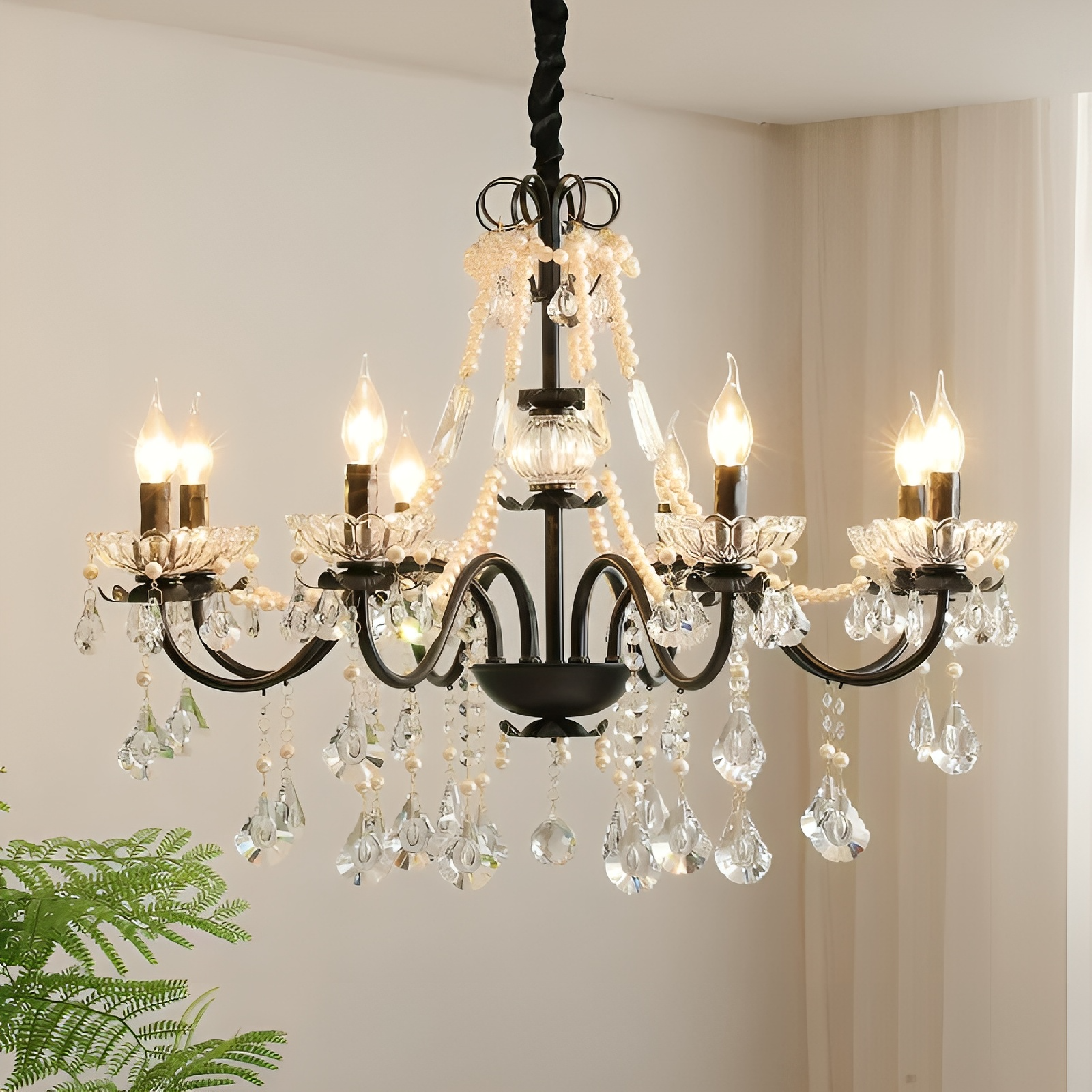 Black Crystal French Chandelier