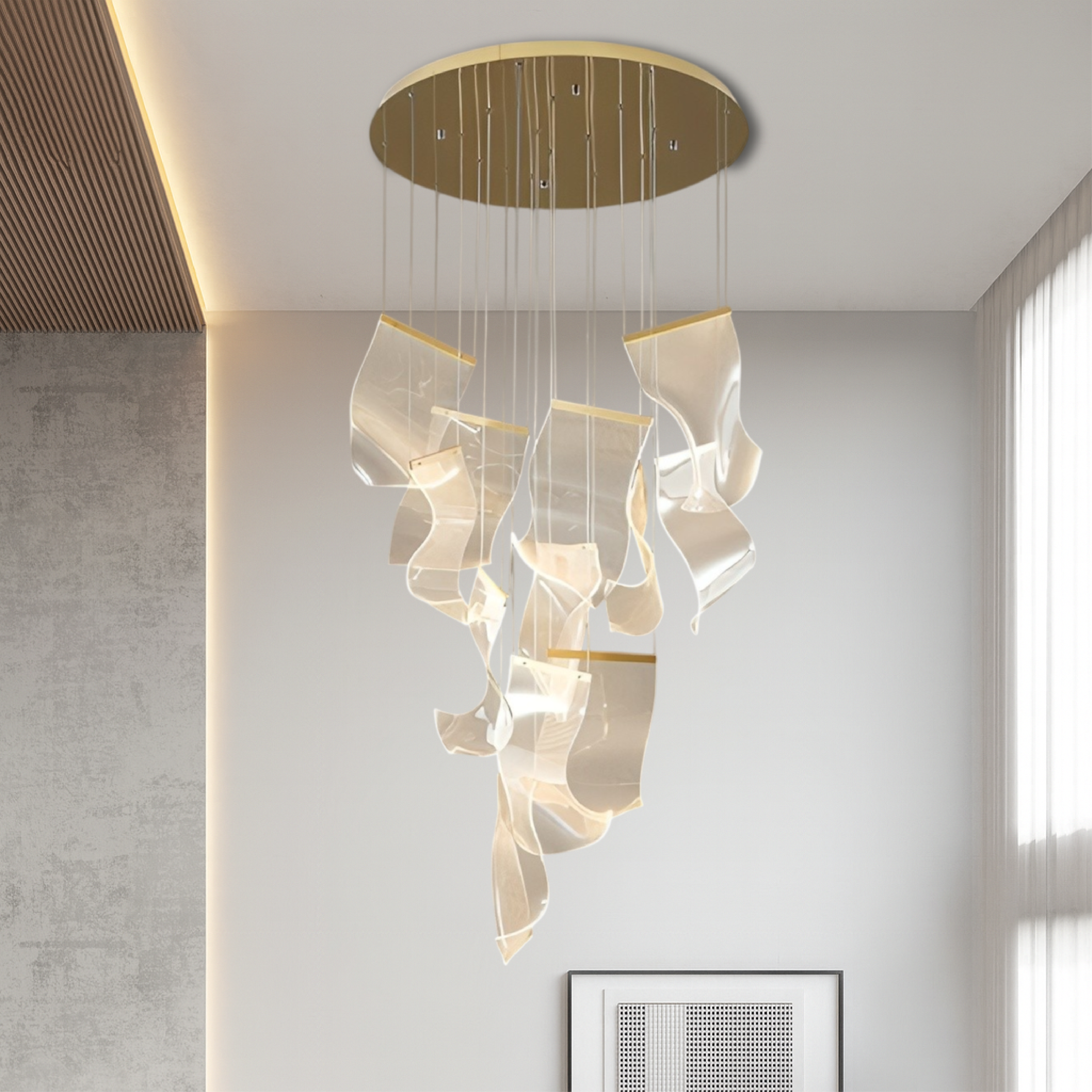 Acrylic Golden Staircase Chandelier