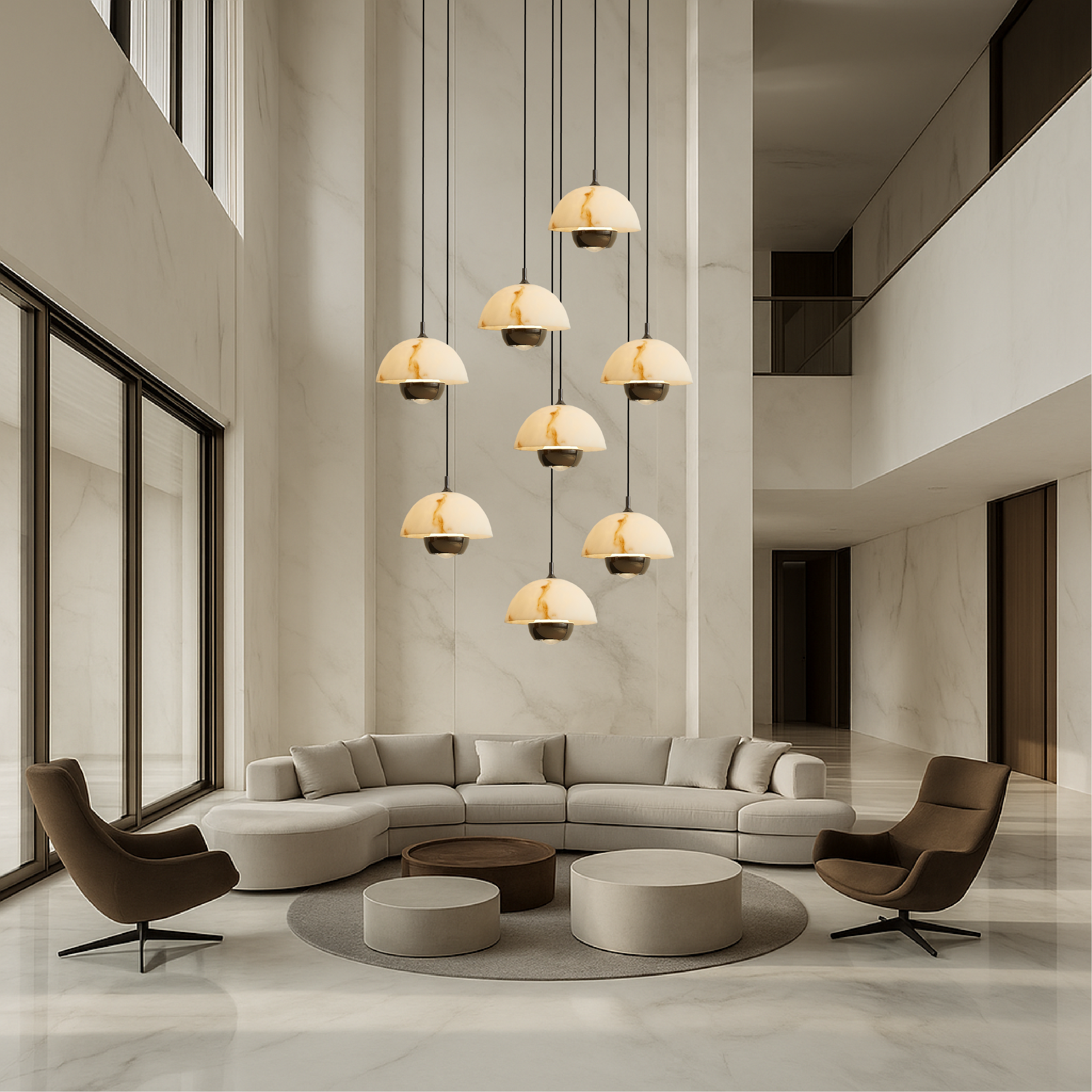 8 Heads Natural Marble Staircase Chandelier