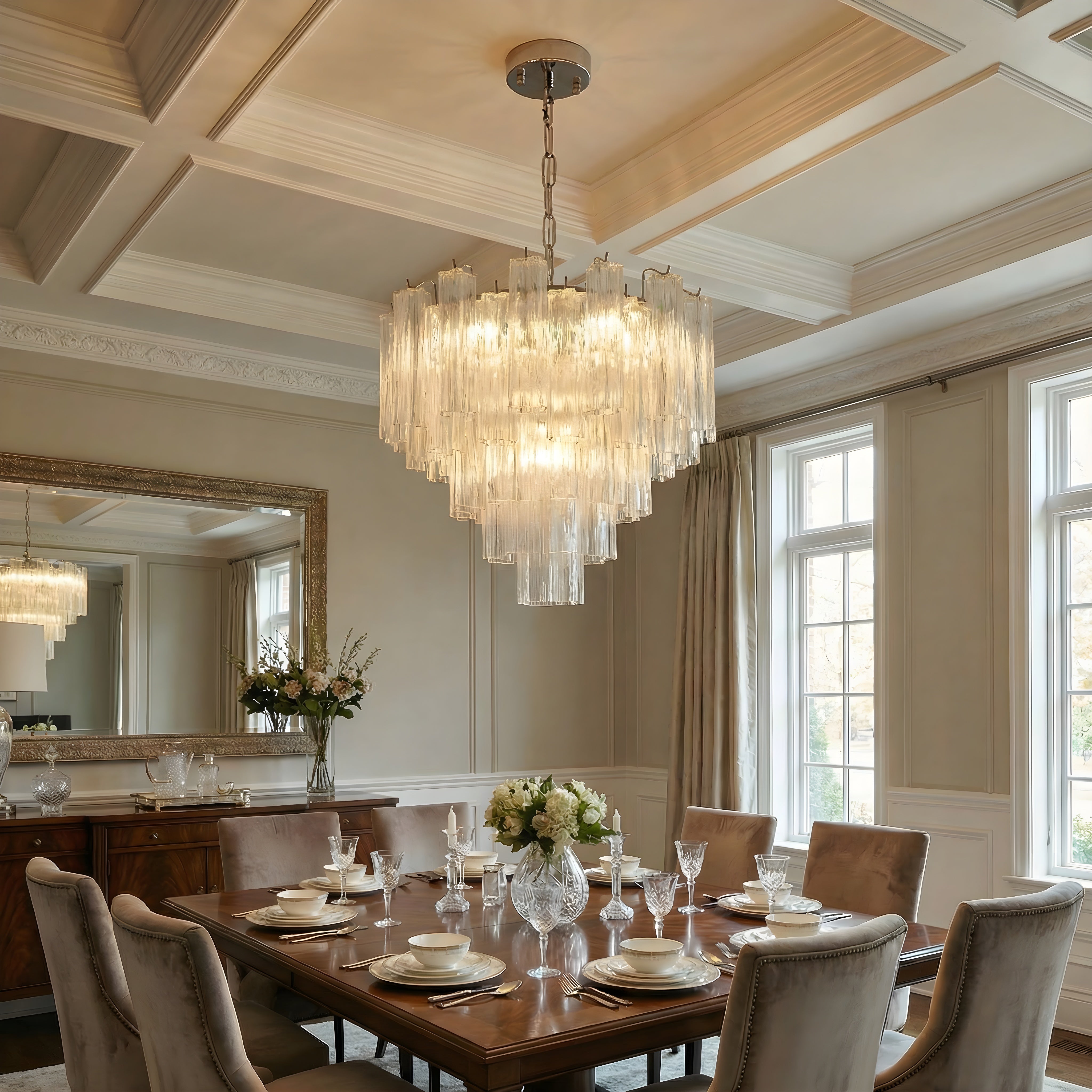 Lysekrone i fransk glas