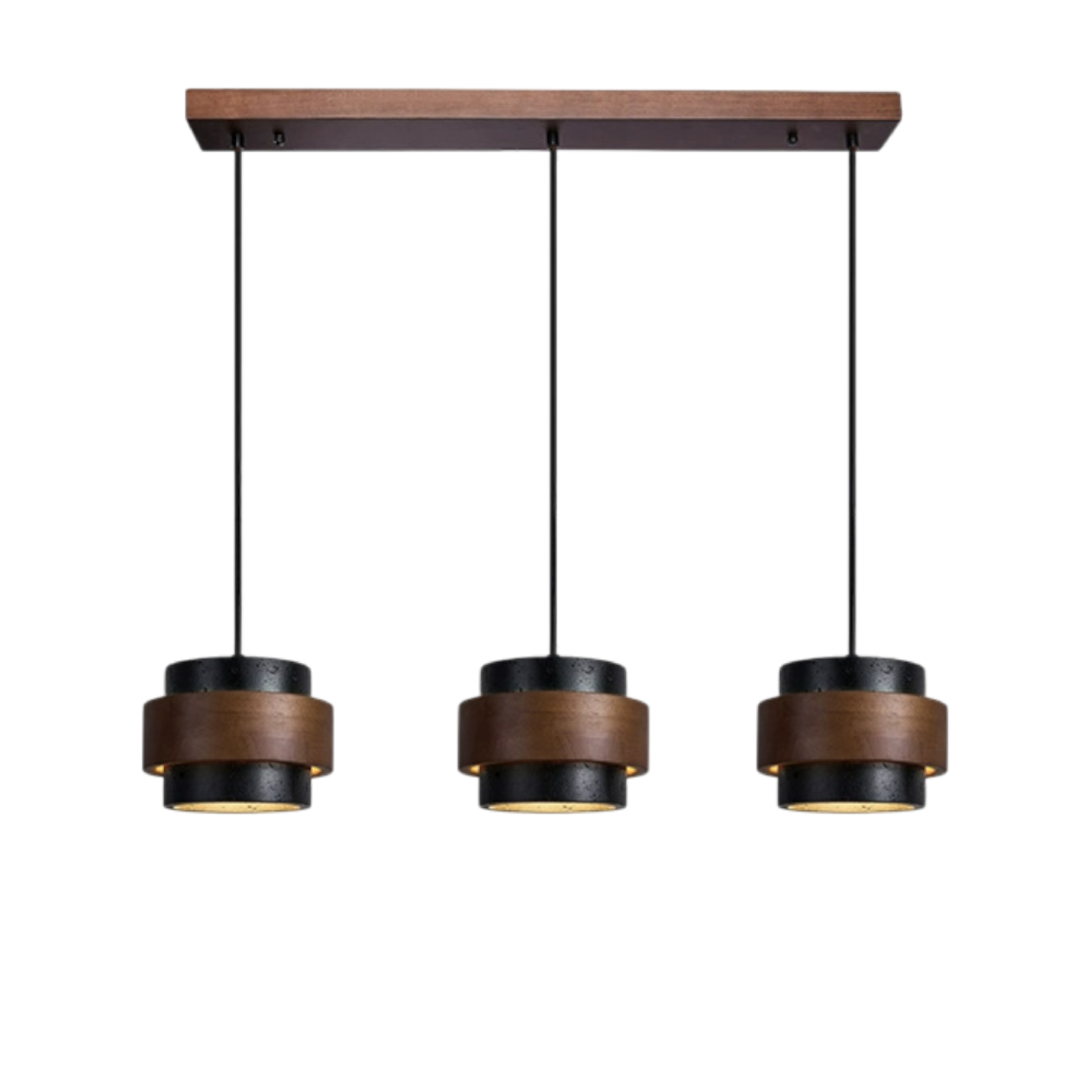 3-Head Black Travertine Pendant Light