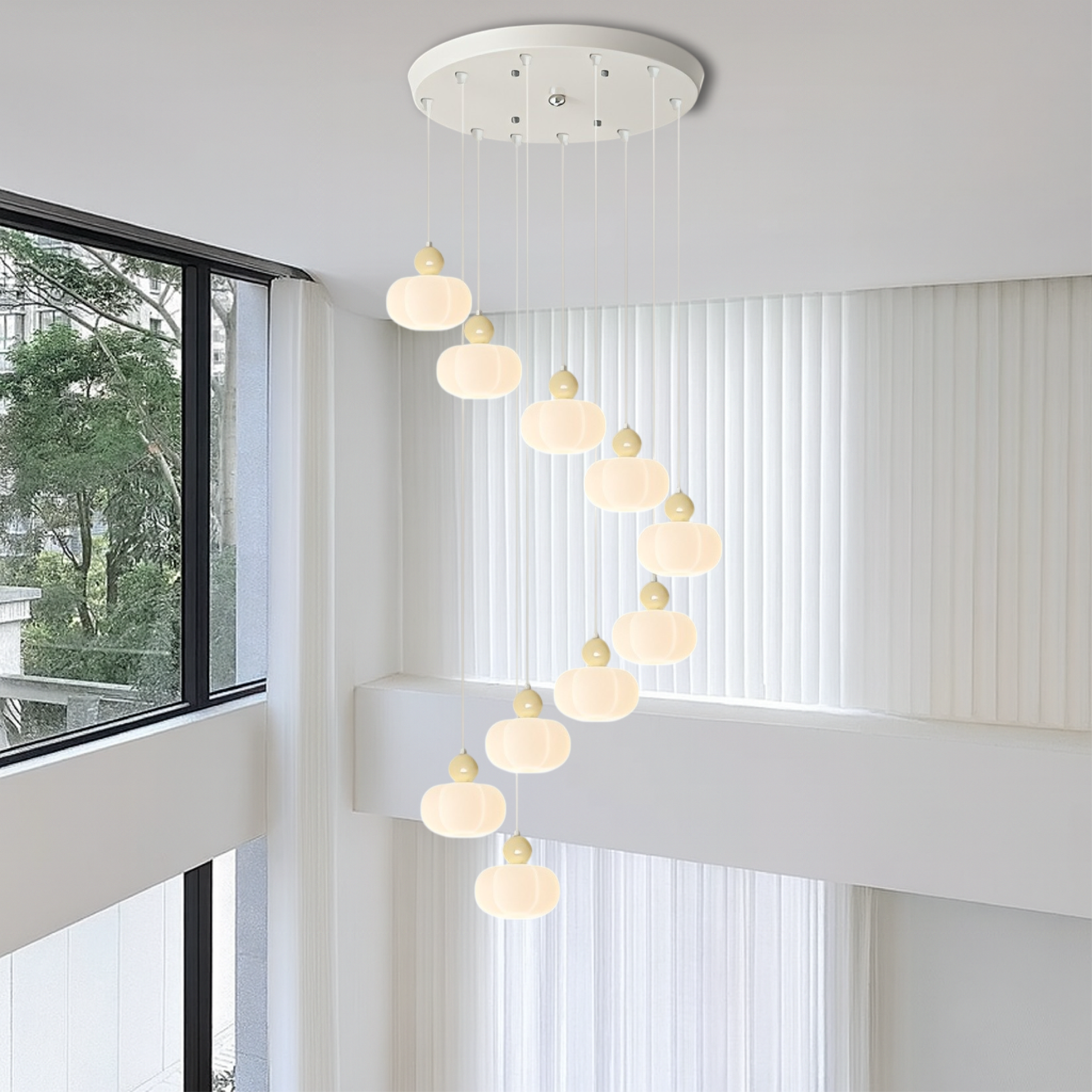 Art Deco Cream Staircase Chandelier