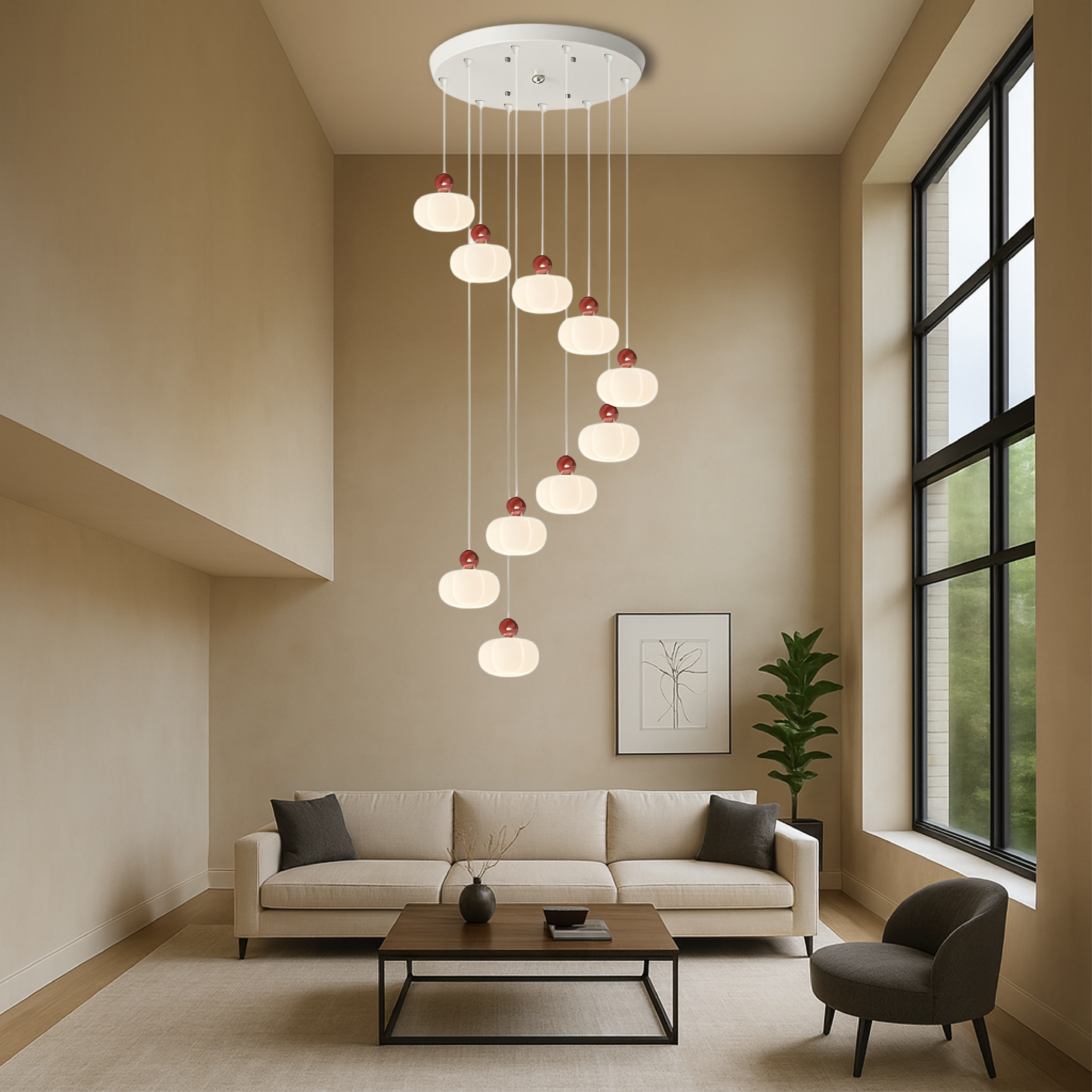 Art Deco Cream Staircase Chandelier