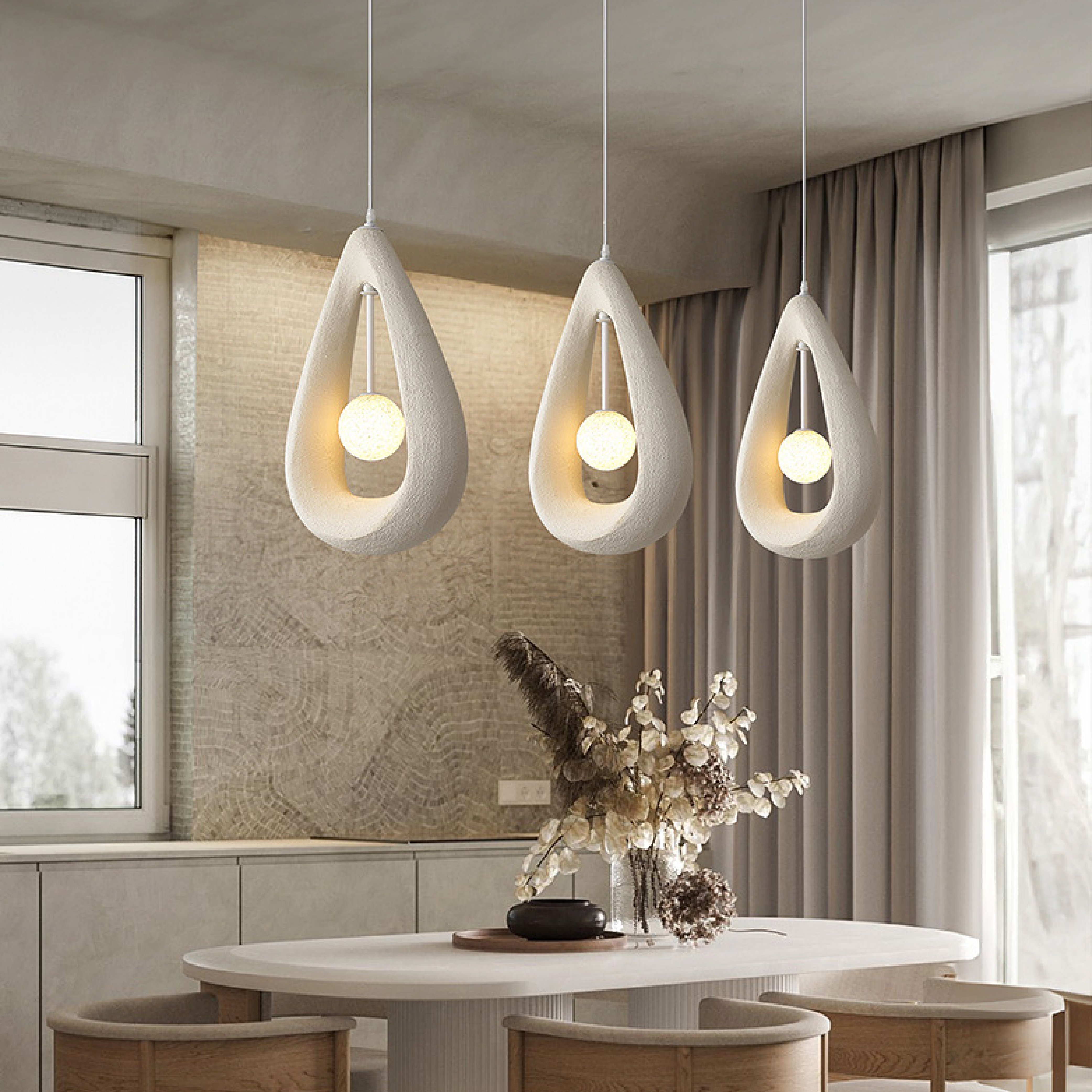Japandi Oval Pendant Light