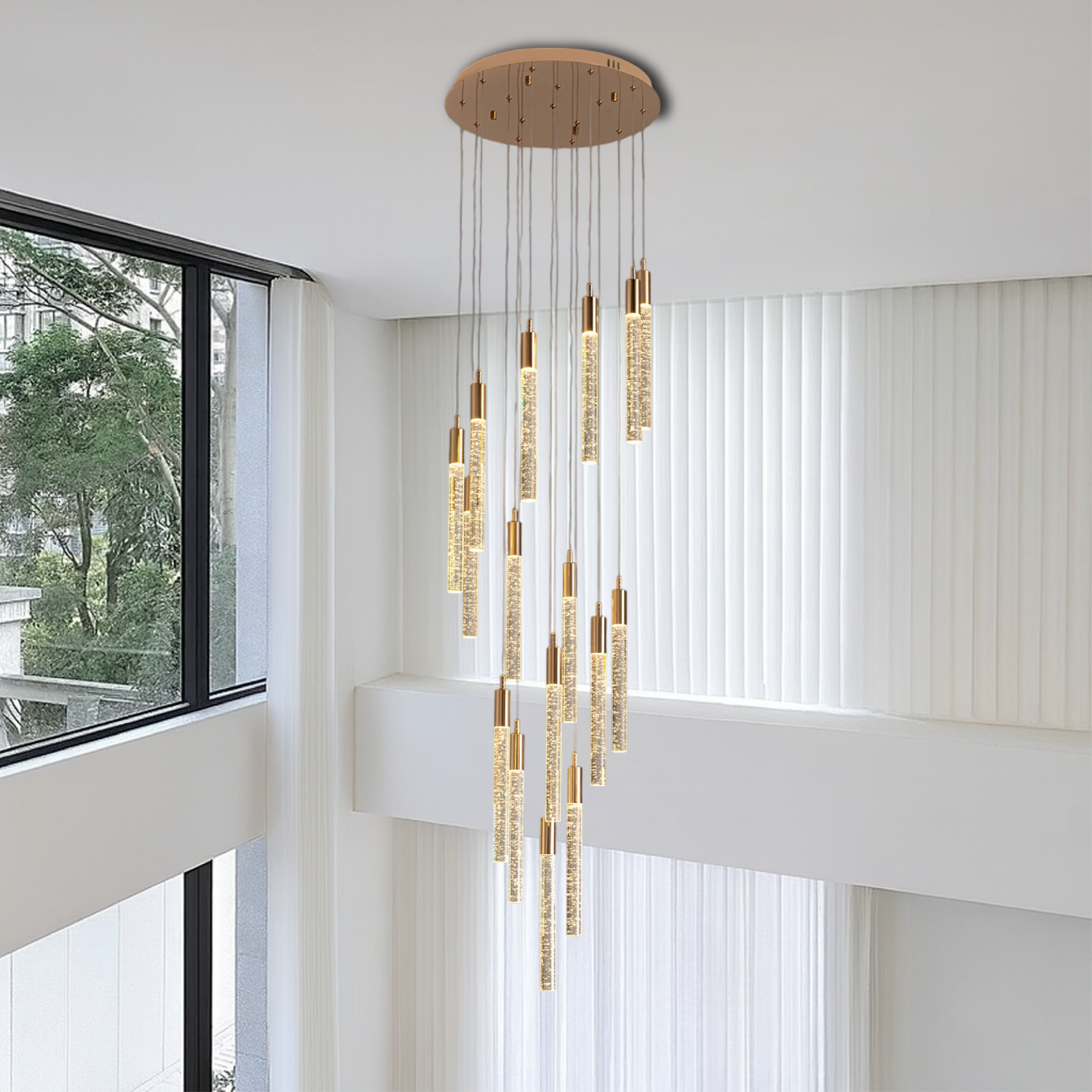 Golden Acrylic Staircase Chandelier