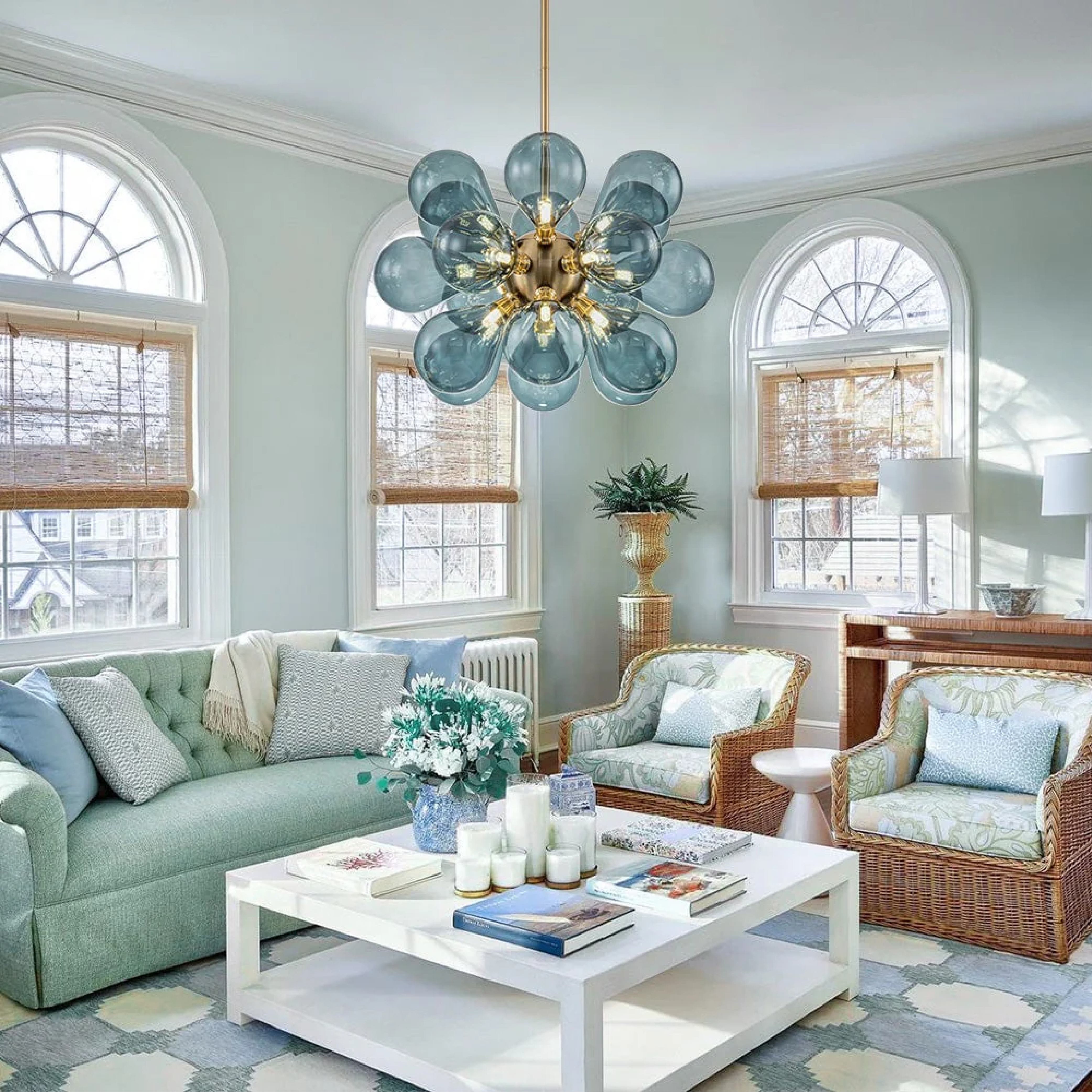 Jarise's Blue Glass Cluster Chandelier