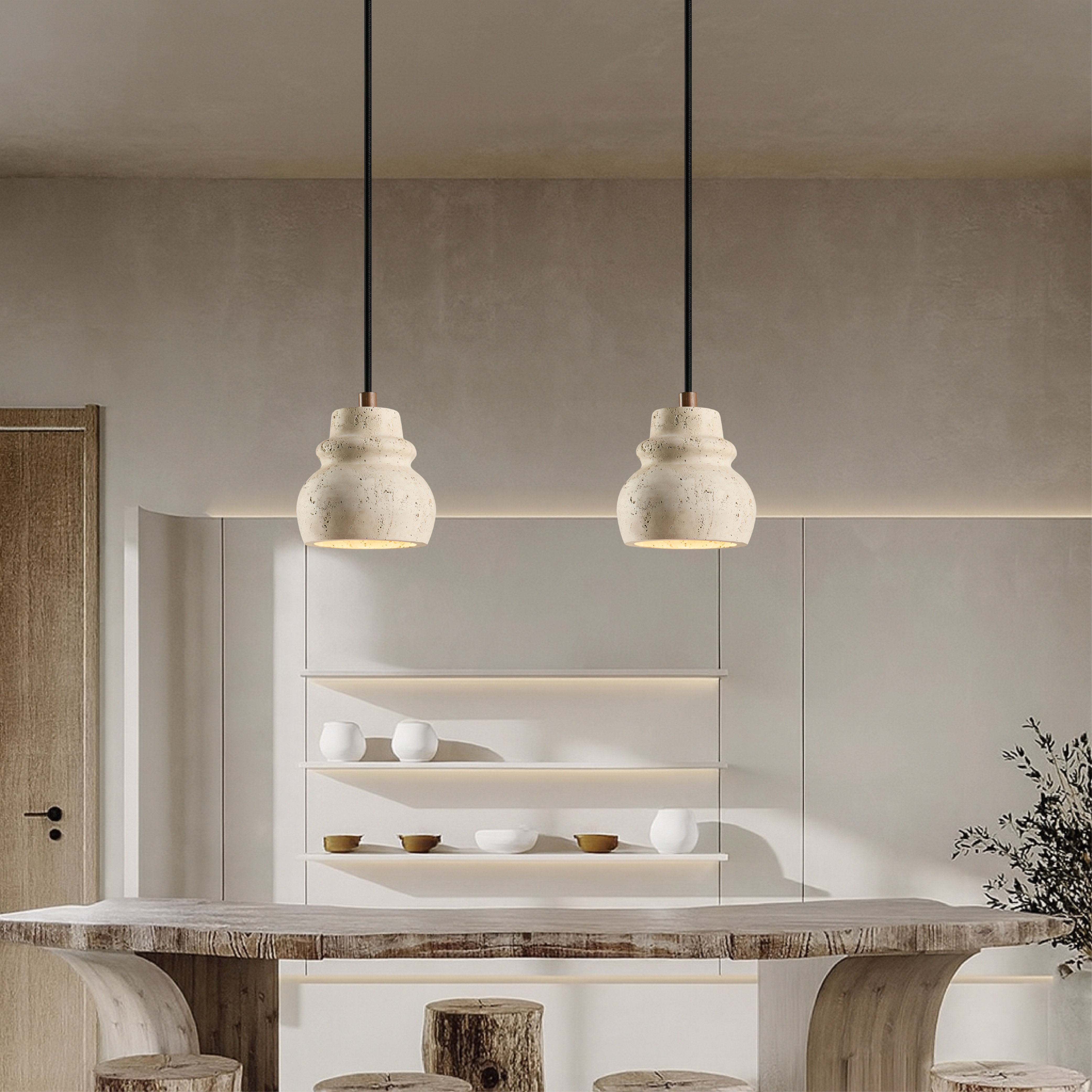 Trisu Travertine Pendant Light