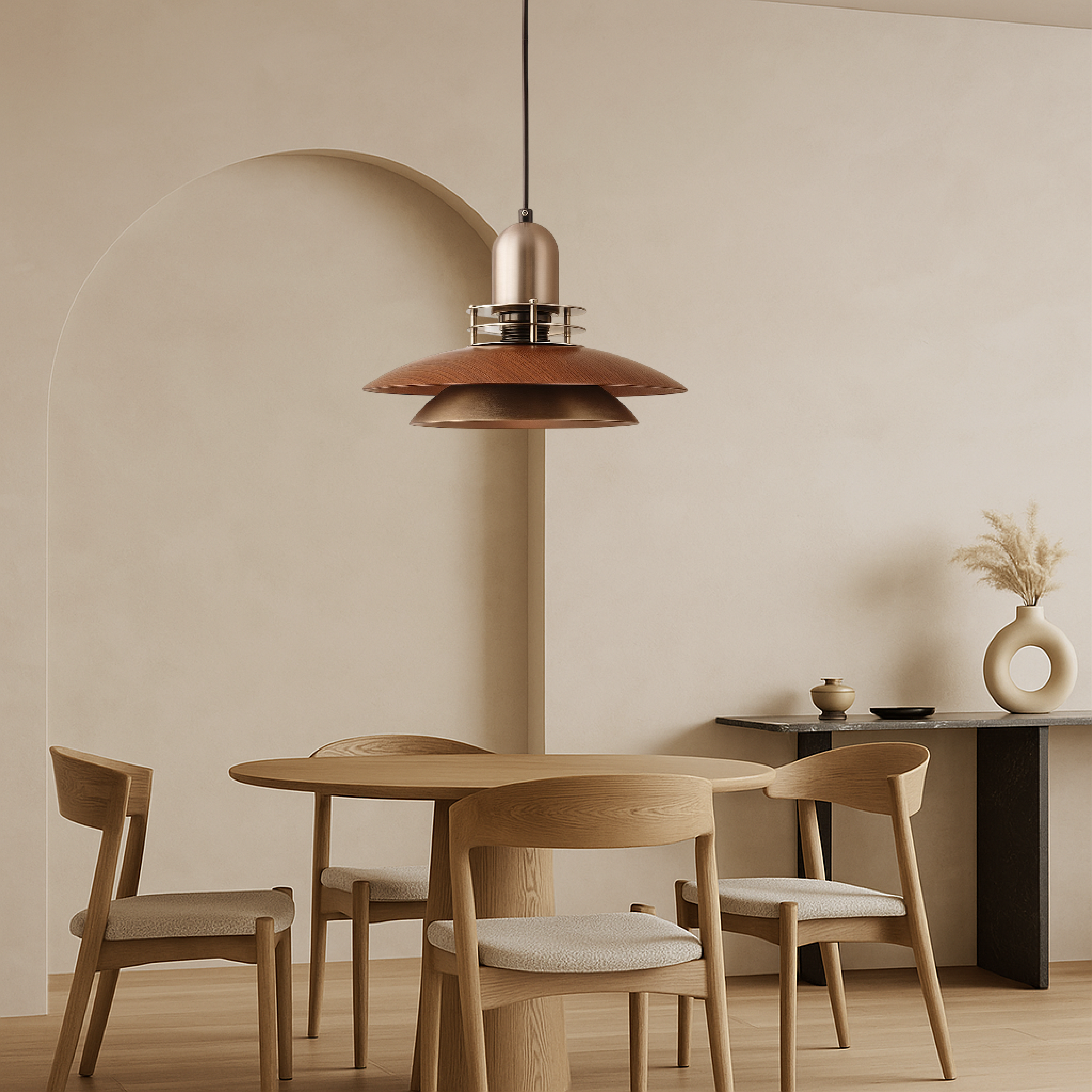 Walnut Wood Layer Pendant Light