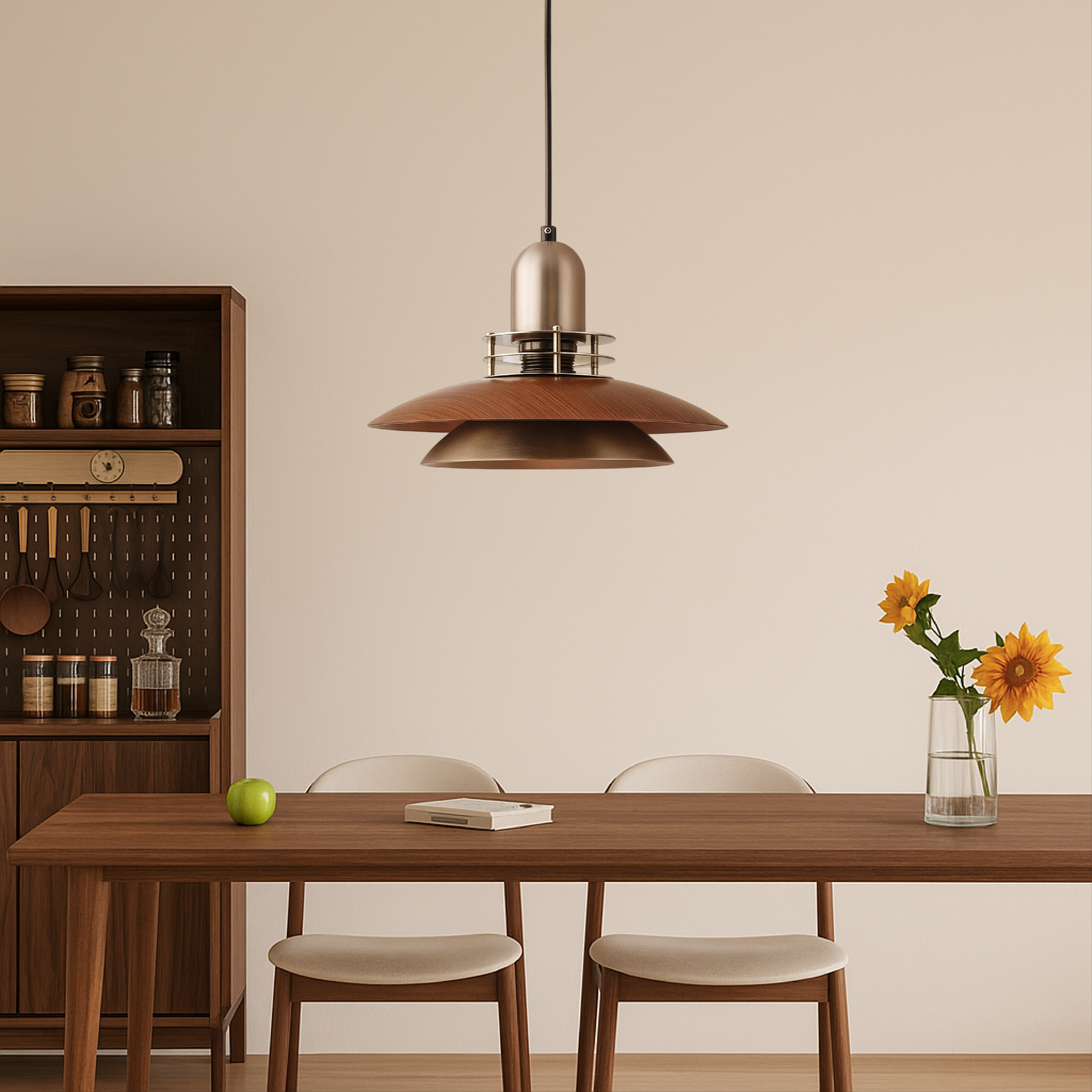 Walnut Wood Layer Pendant Light